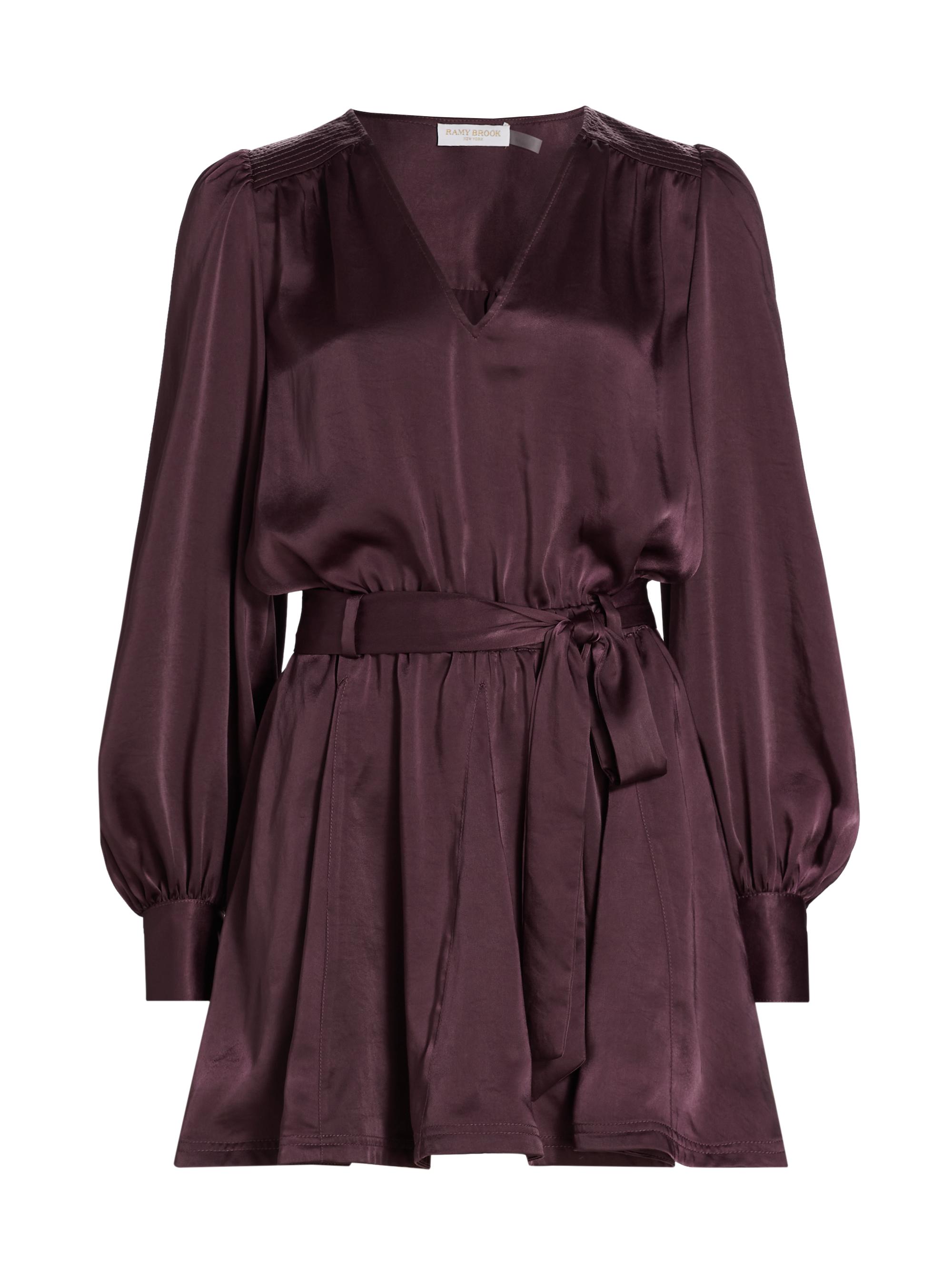 Ramy Brook Women's Montana Satin Tie-Waist Minidress - Dark Sage