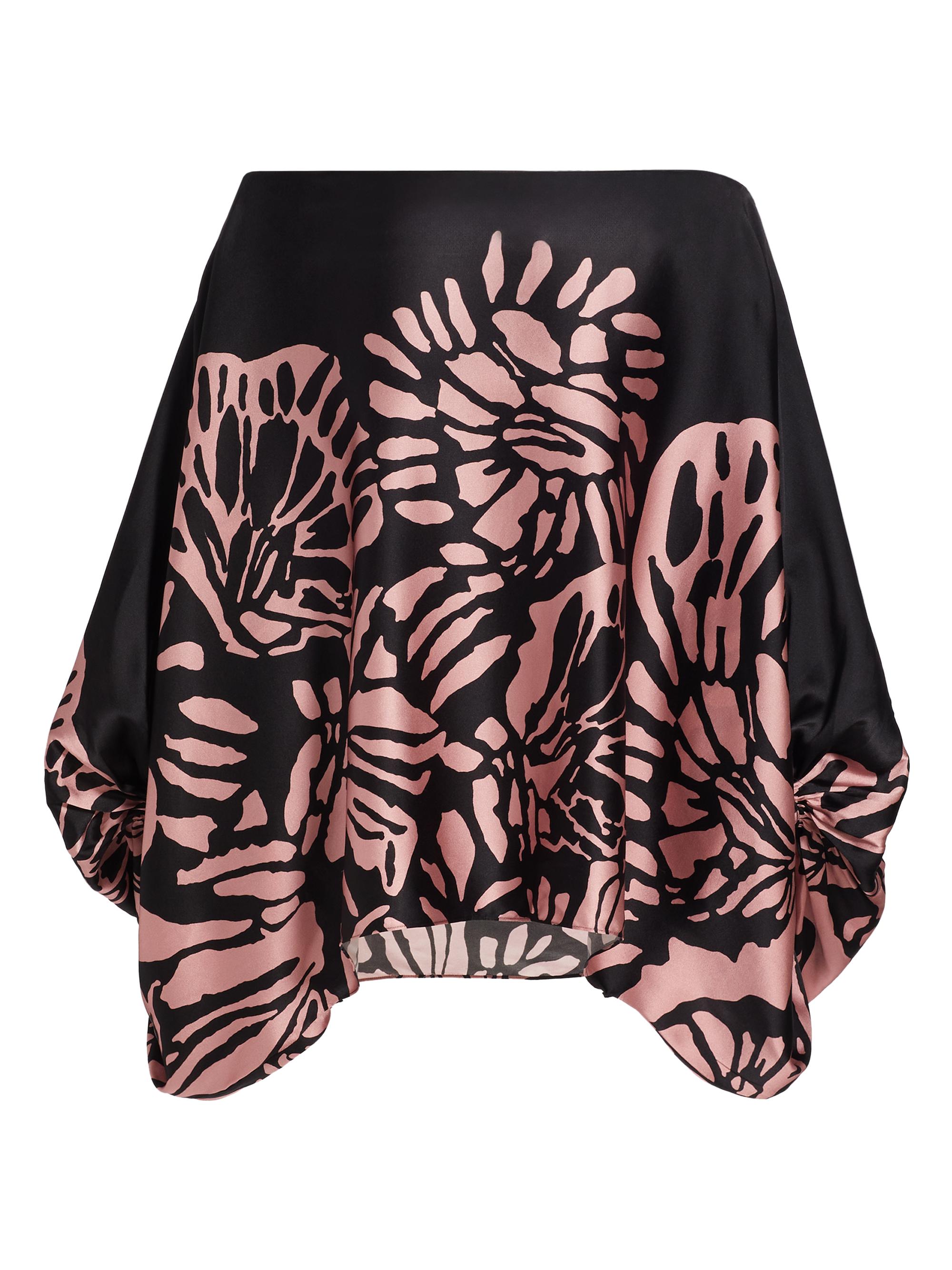 Silvia Tcherassi Women's Bellagio Silk Off-The-Shoulder Blouse - Black Pink Filigrana