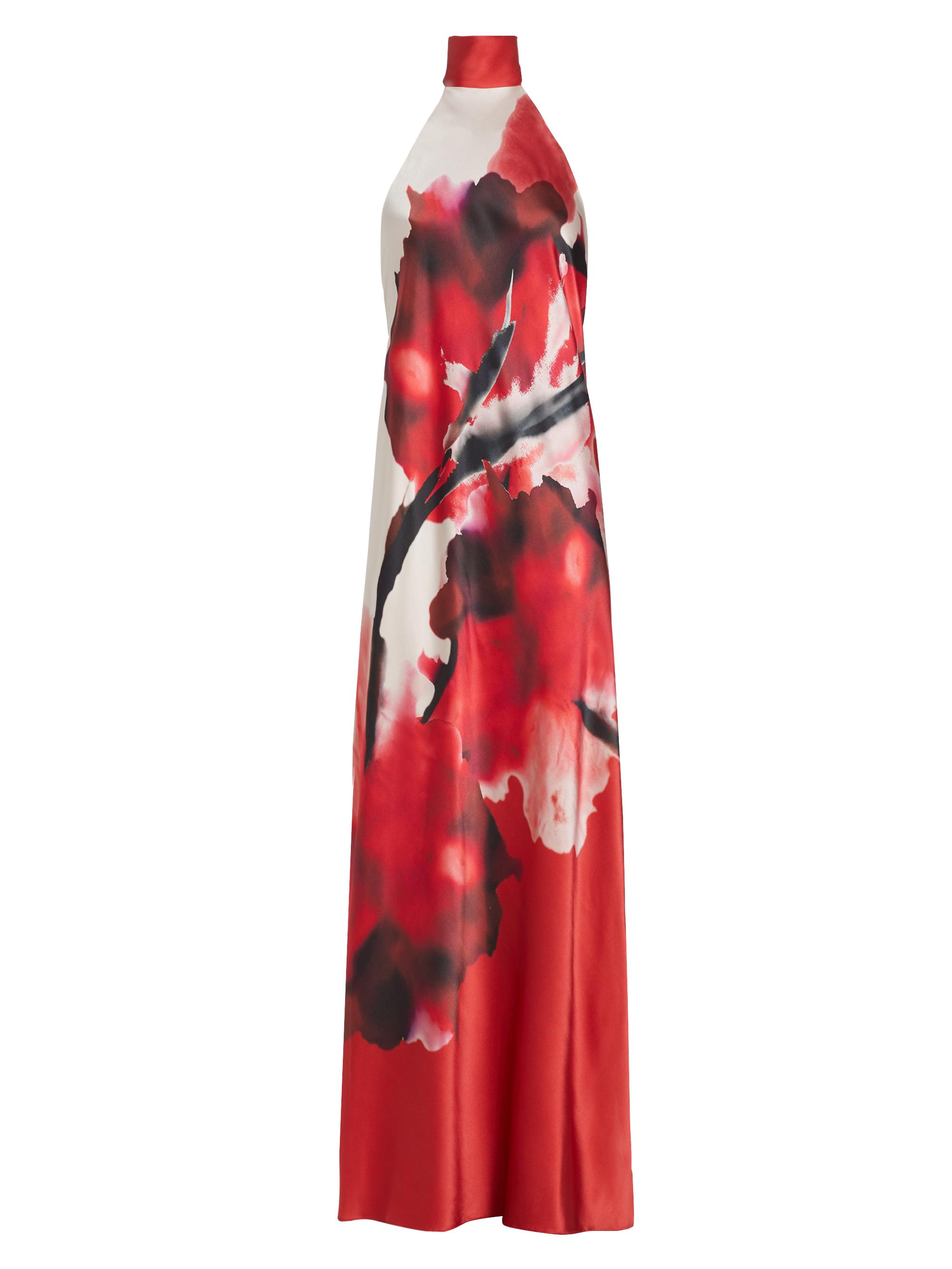 Silvia Tcherassi Women's Sherry Abstract Silk Halter Gown - Pomegranate Abstract Flowers