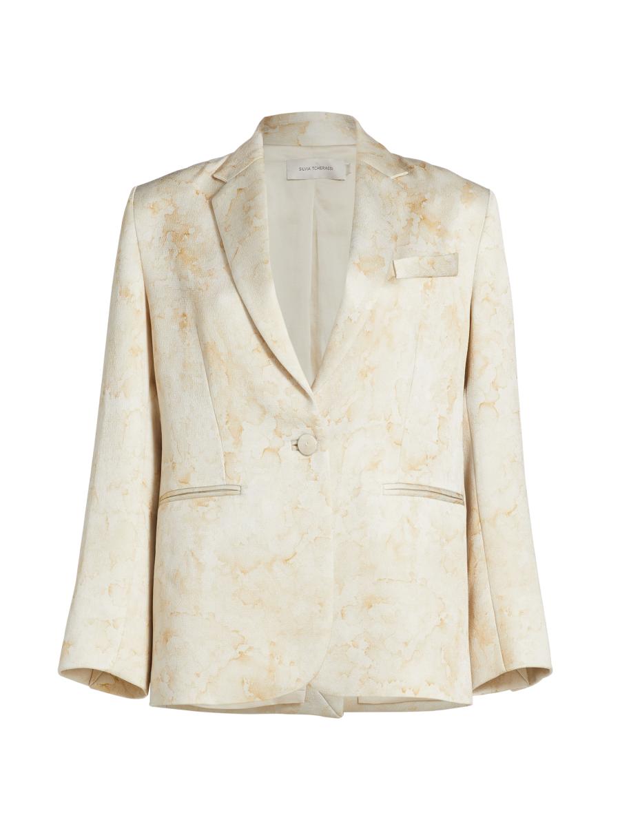 chic Silvia Tcherassi Rebeca Hammered Satin Blazer | Saks Fifth