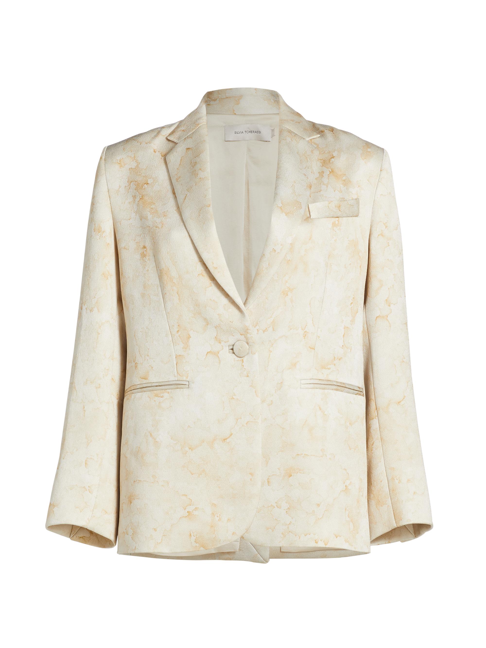 Silvia Tcherassi Women's Rebeca Hammered Satin Blazer - Cream Abstract Print