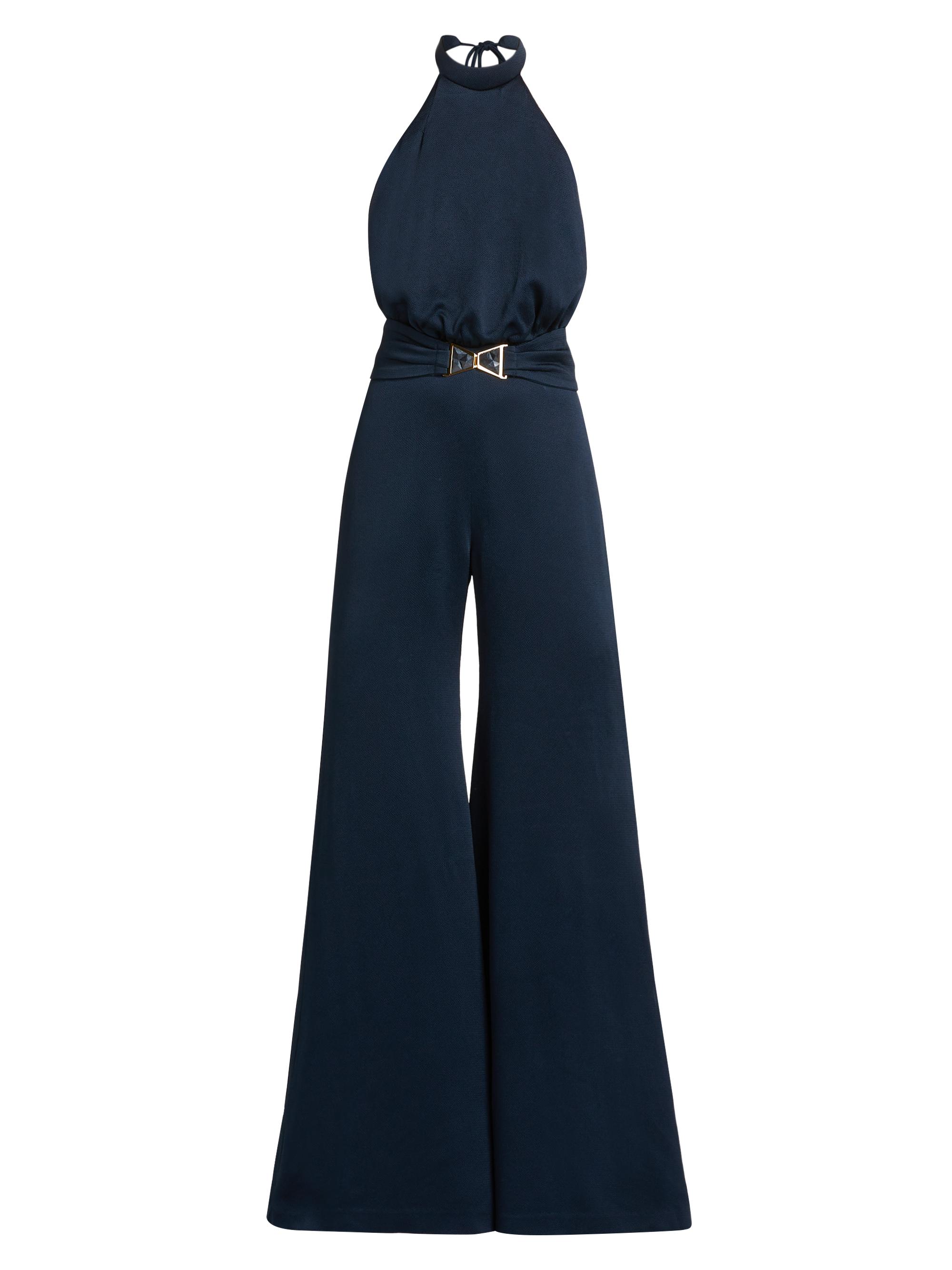 Silvia Tcherassi Women's Kaede Belted Halter Jumpsuit - Navy