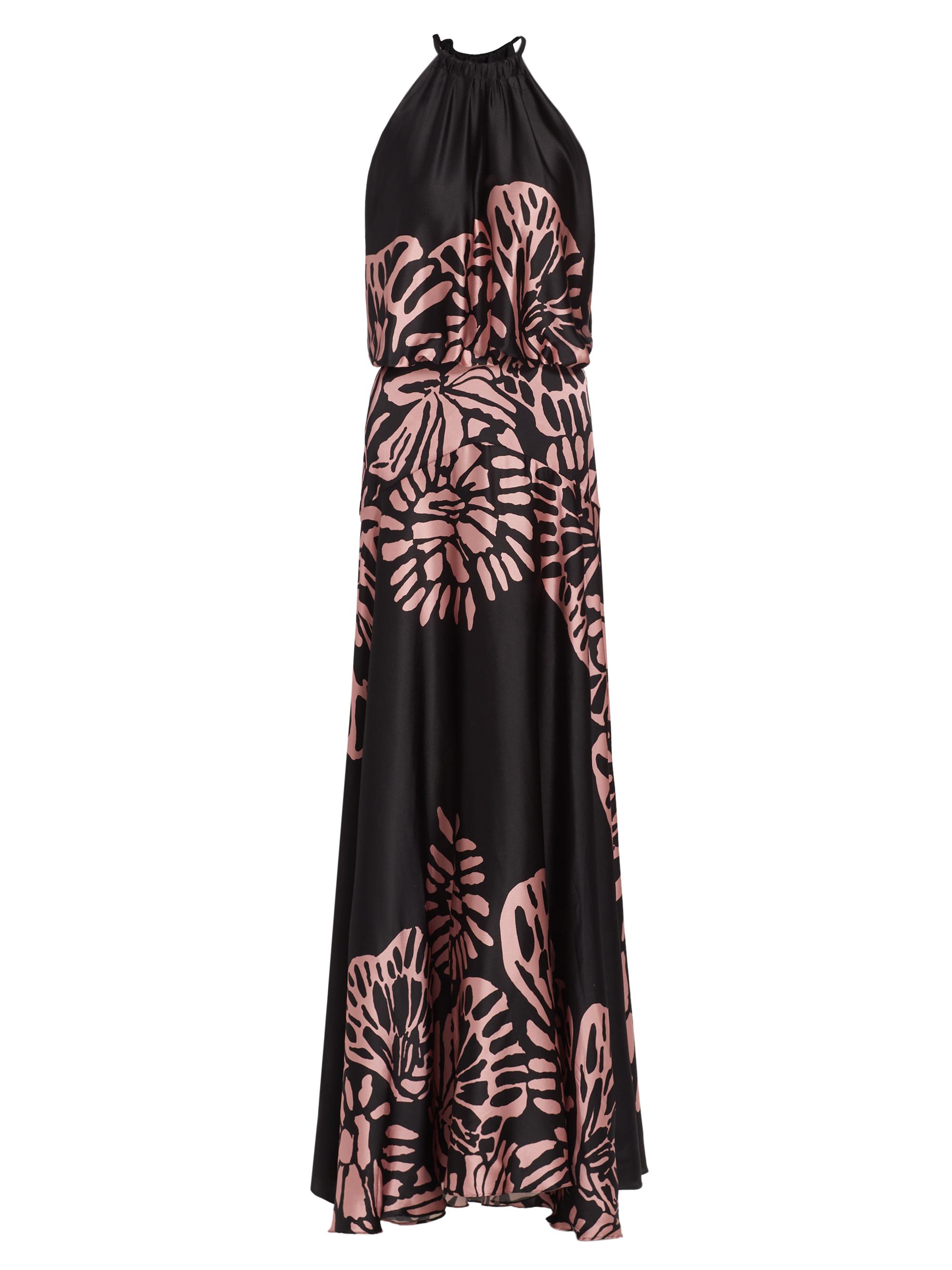 Silvia Tcherassi Women's Joss Monarch Silk Maxi Dress - Black Pink Filigrana