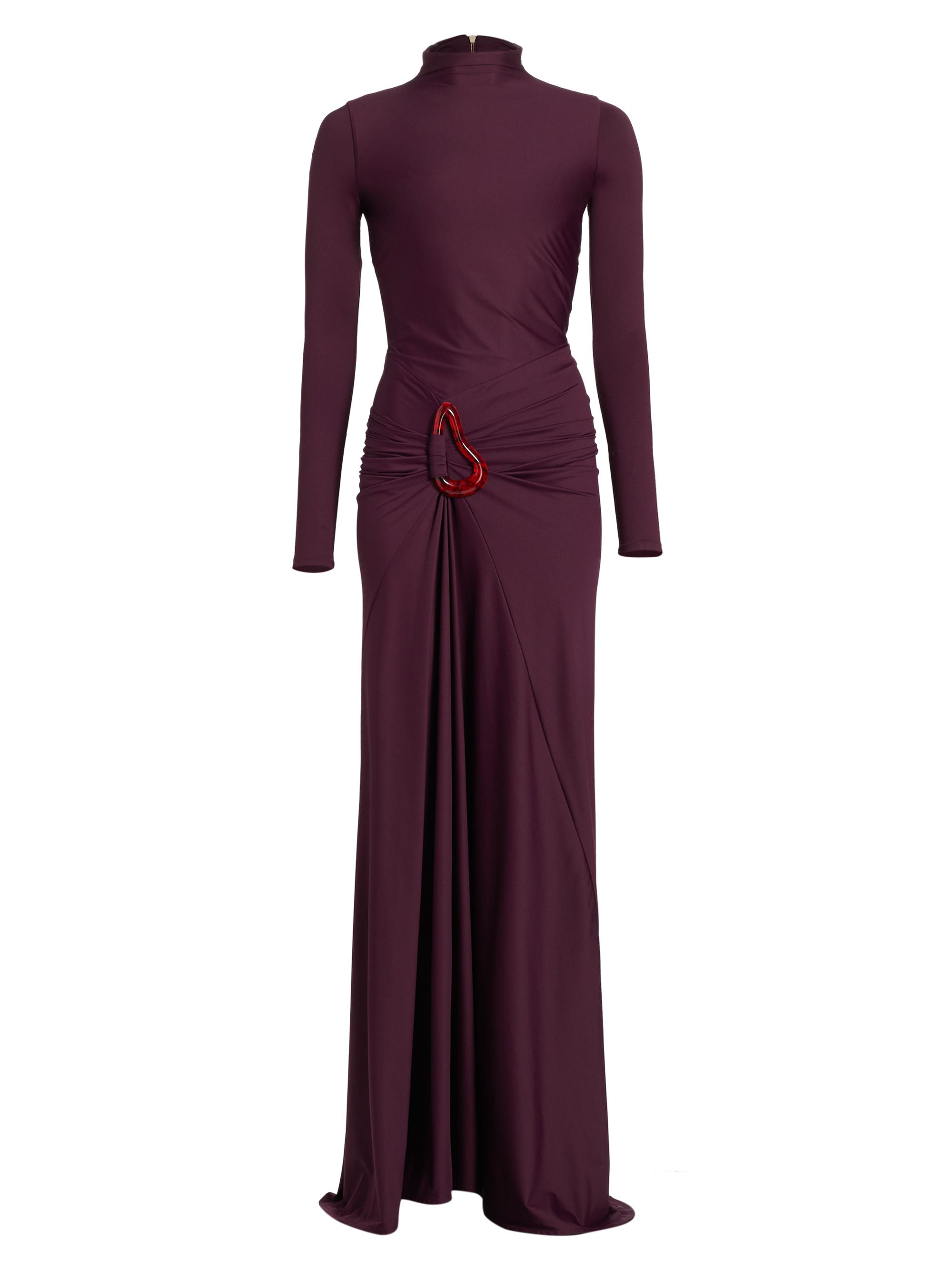 Silvia Tcherassi Women's Lena Jersey Long-Sleeve Gown - Burgundy