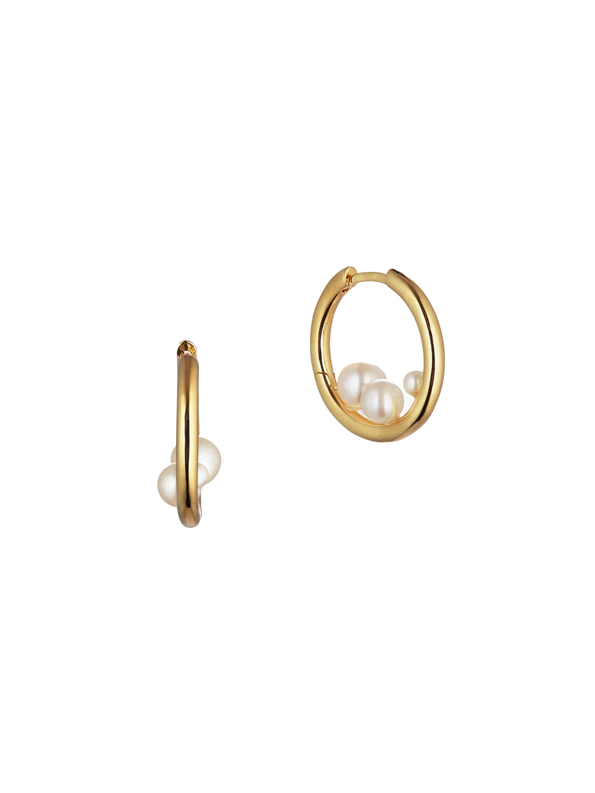 Otiumberg Women's 14K-Yellow-Gold Vermeil & Freshwater Pearl Hoop Earrings - Gold Vermeil Pearl