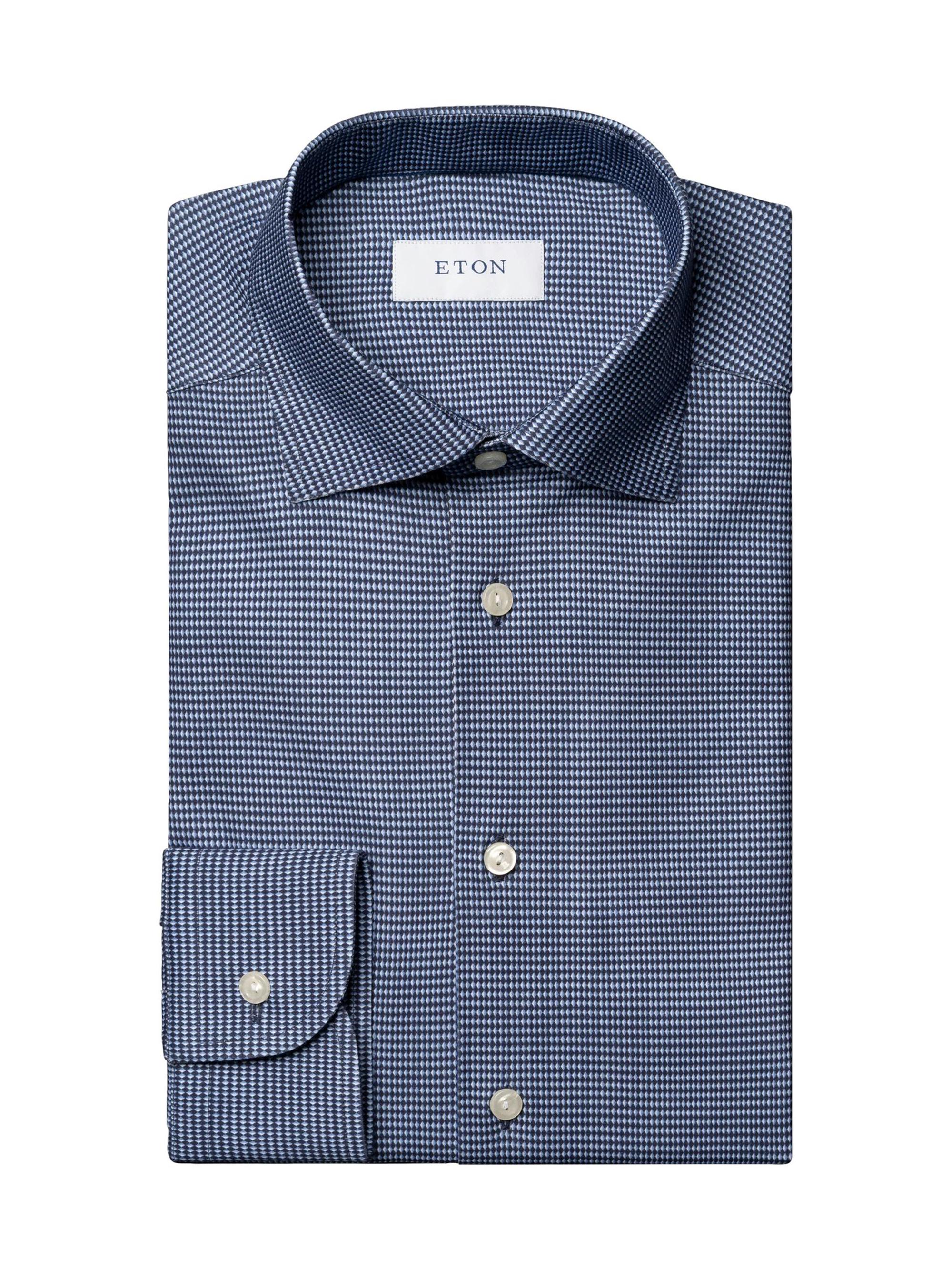Eton Men's Slim-Fit Stretch Jersey Button-Front Shirt - Blue