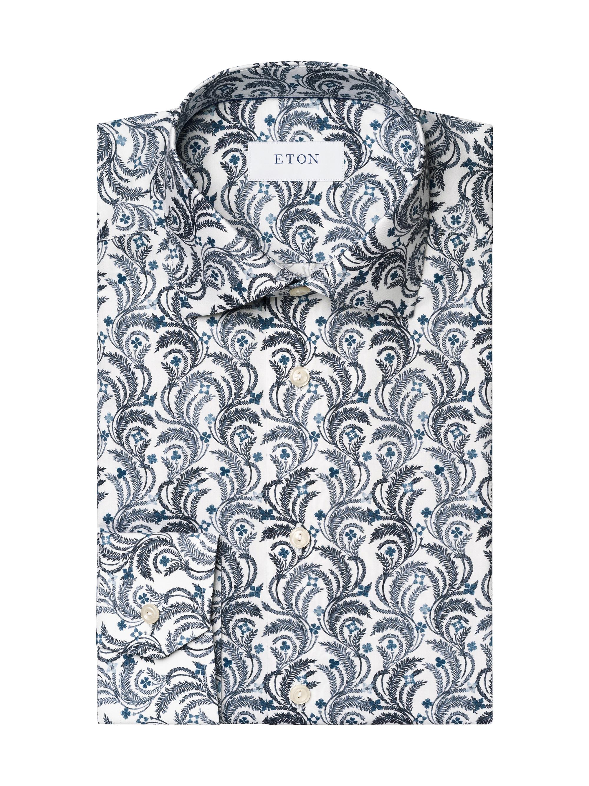 Eton Men's Slim-Fit Floral Cotton Button-Front Shirt - Blue