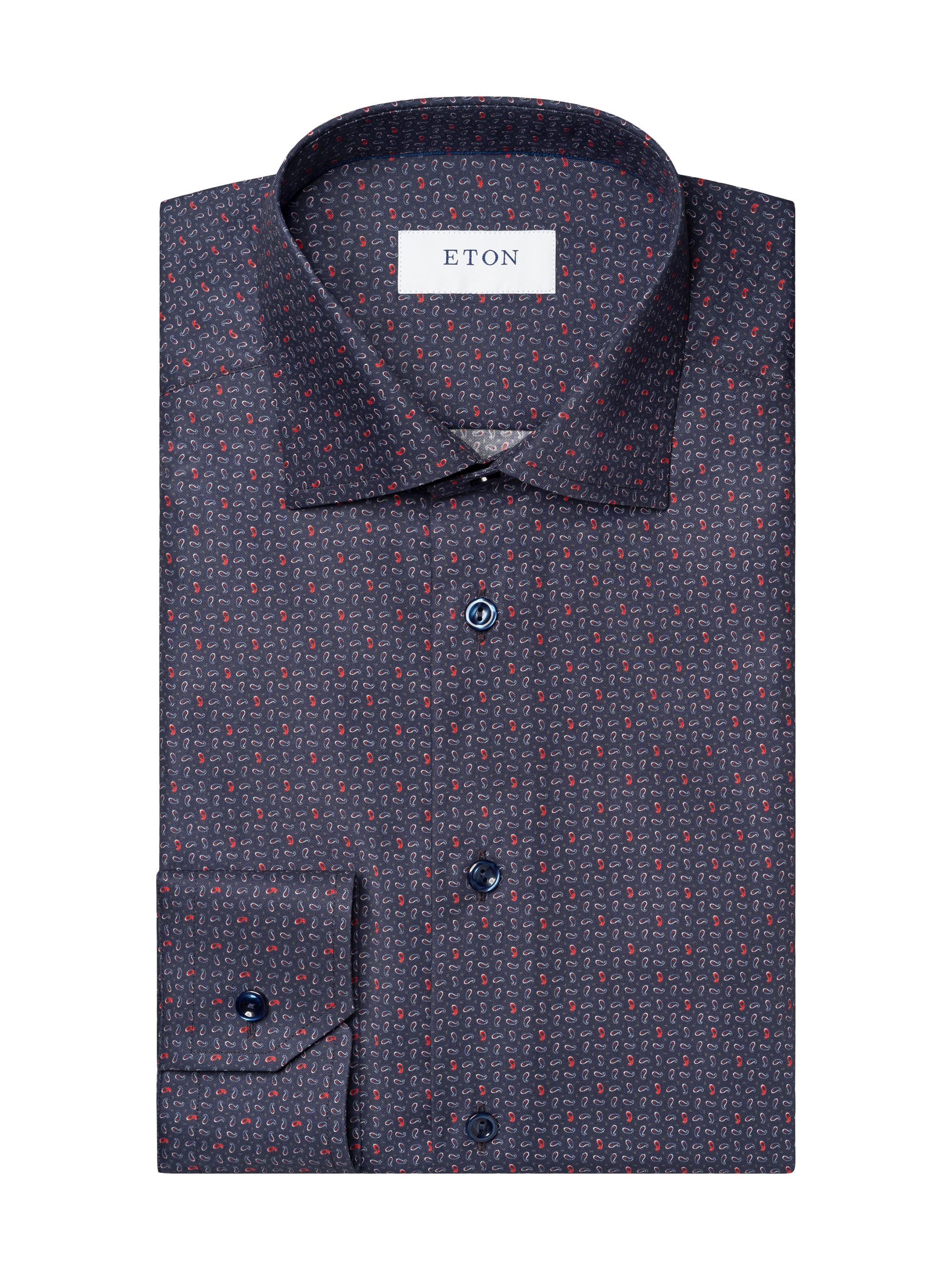 Eton Men's Contemporary-Fit Micro-Paisley Cotton Shirt - Blue