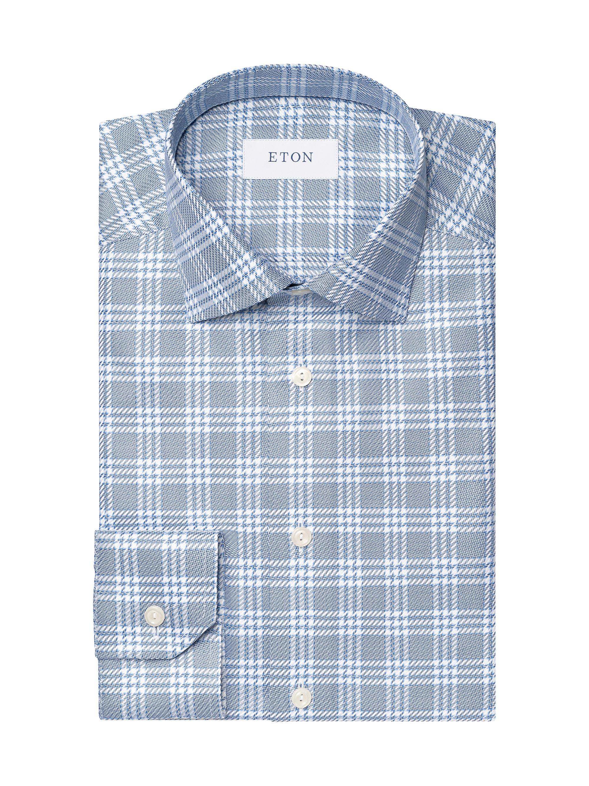 Eton Men's Contemporary-Fit Check King Twill Shirt - Blue