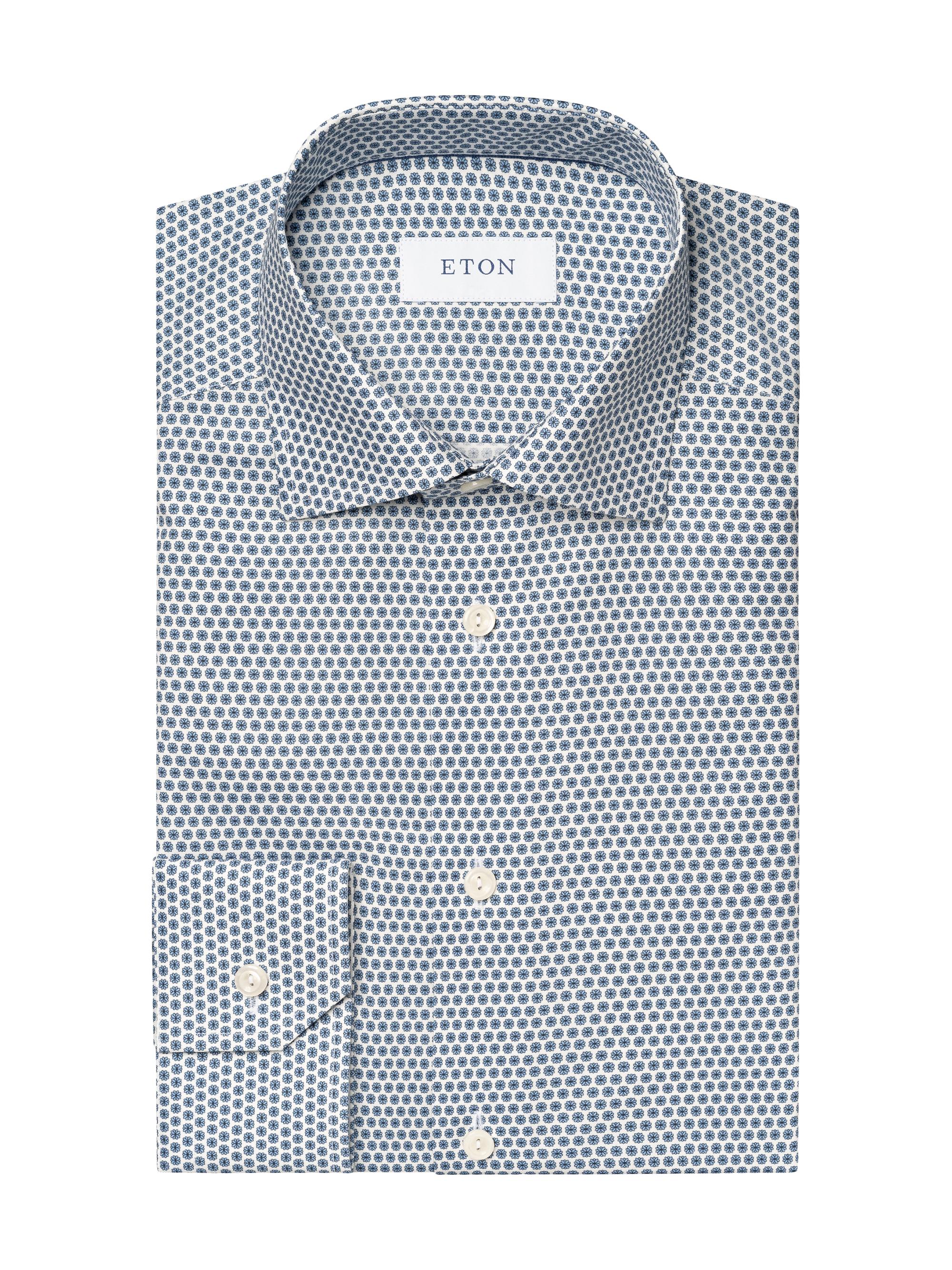 Eton Men's Contemporary-Fit Micro-Floral Shirt - Blue