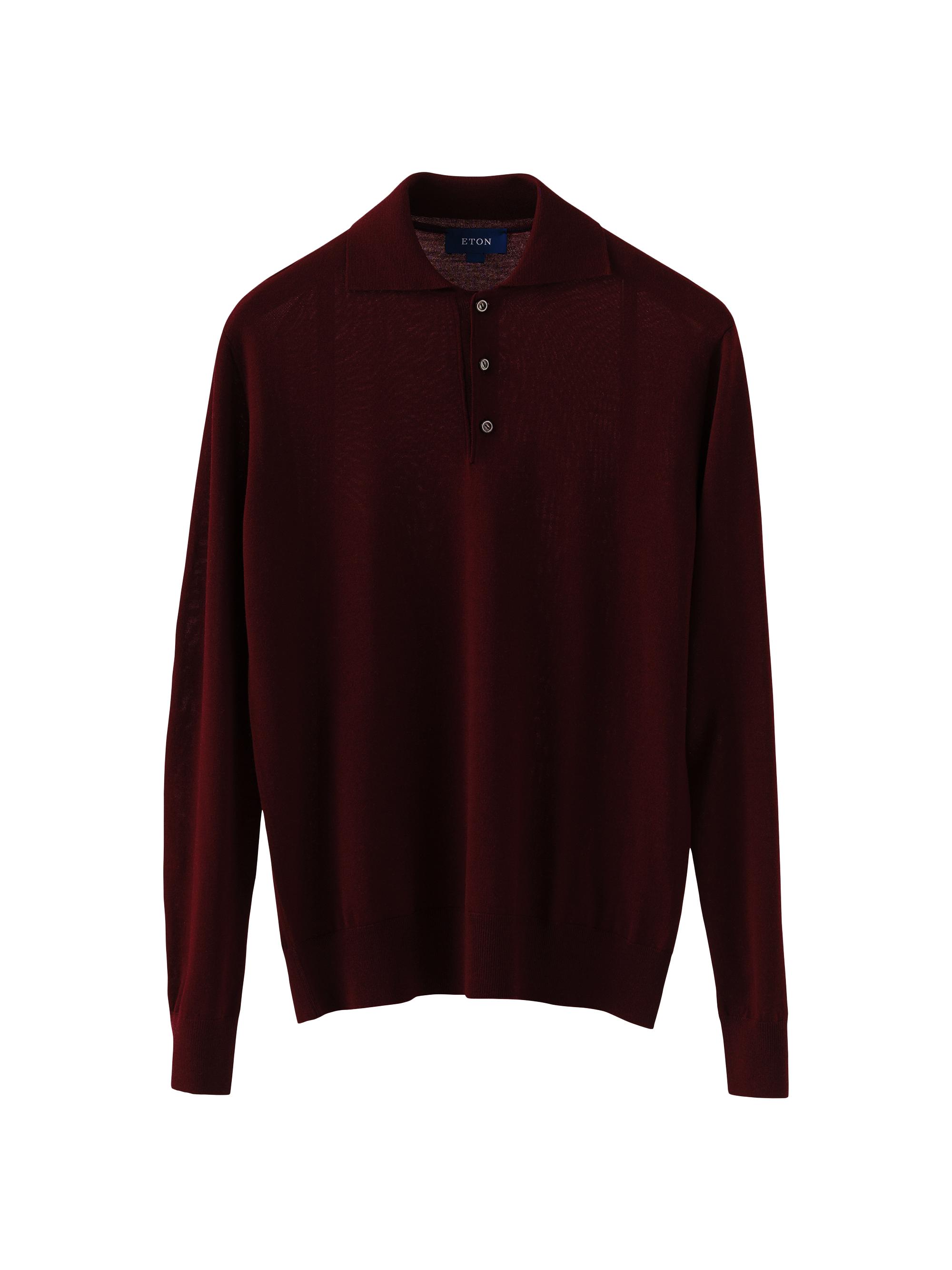 Eton Men's Merino Wool Polo Sweater - Red