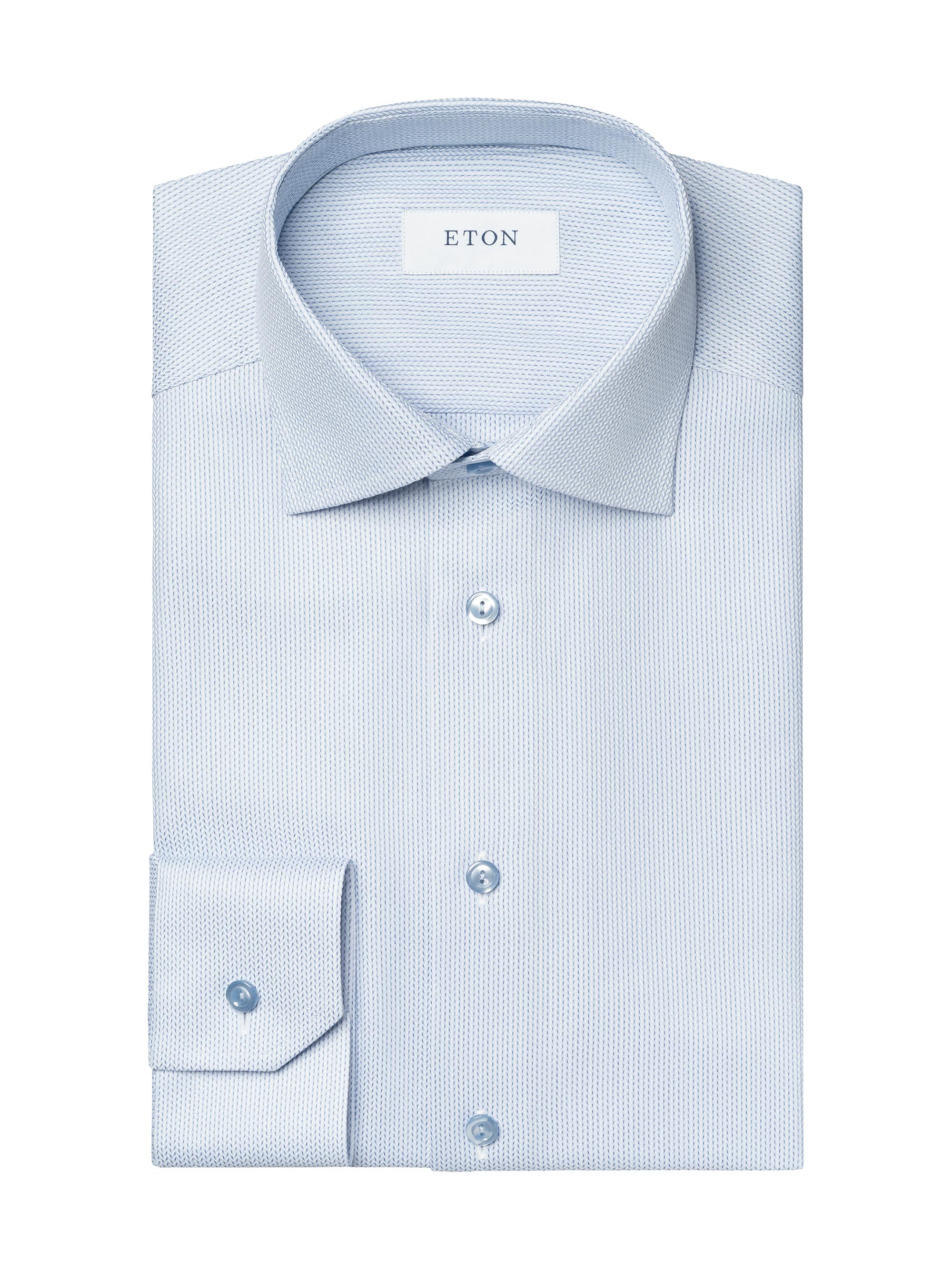 Eton Men's Contemporary-Fit Herringbone Semi Solid Shirt - Blue