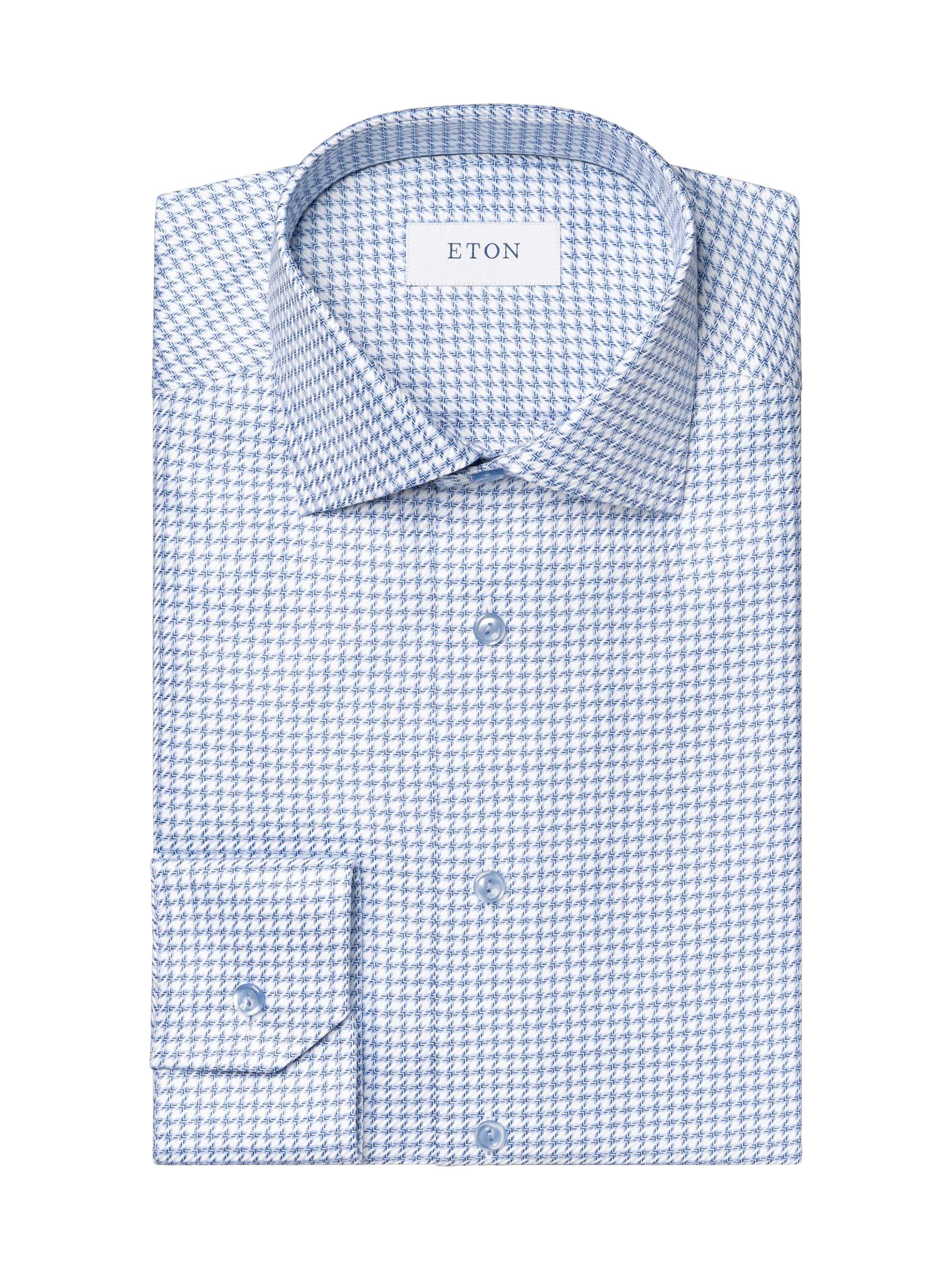 Eton Men's Slim Fit Check King Twill Shirt - Blue