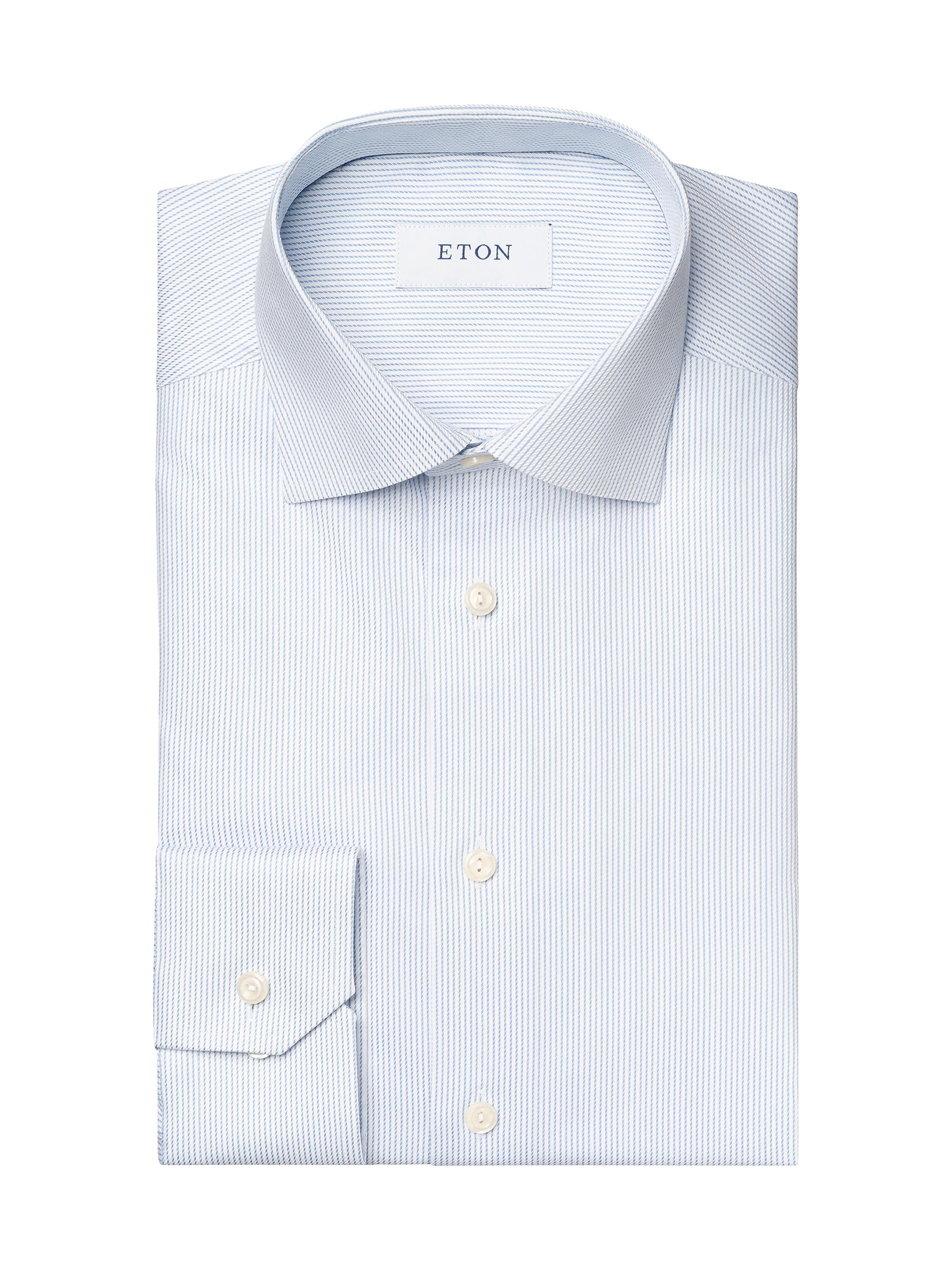 Eton Men's Slim-Fit Striped Twill Shirt - Blue