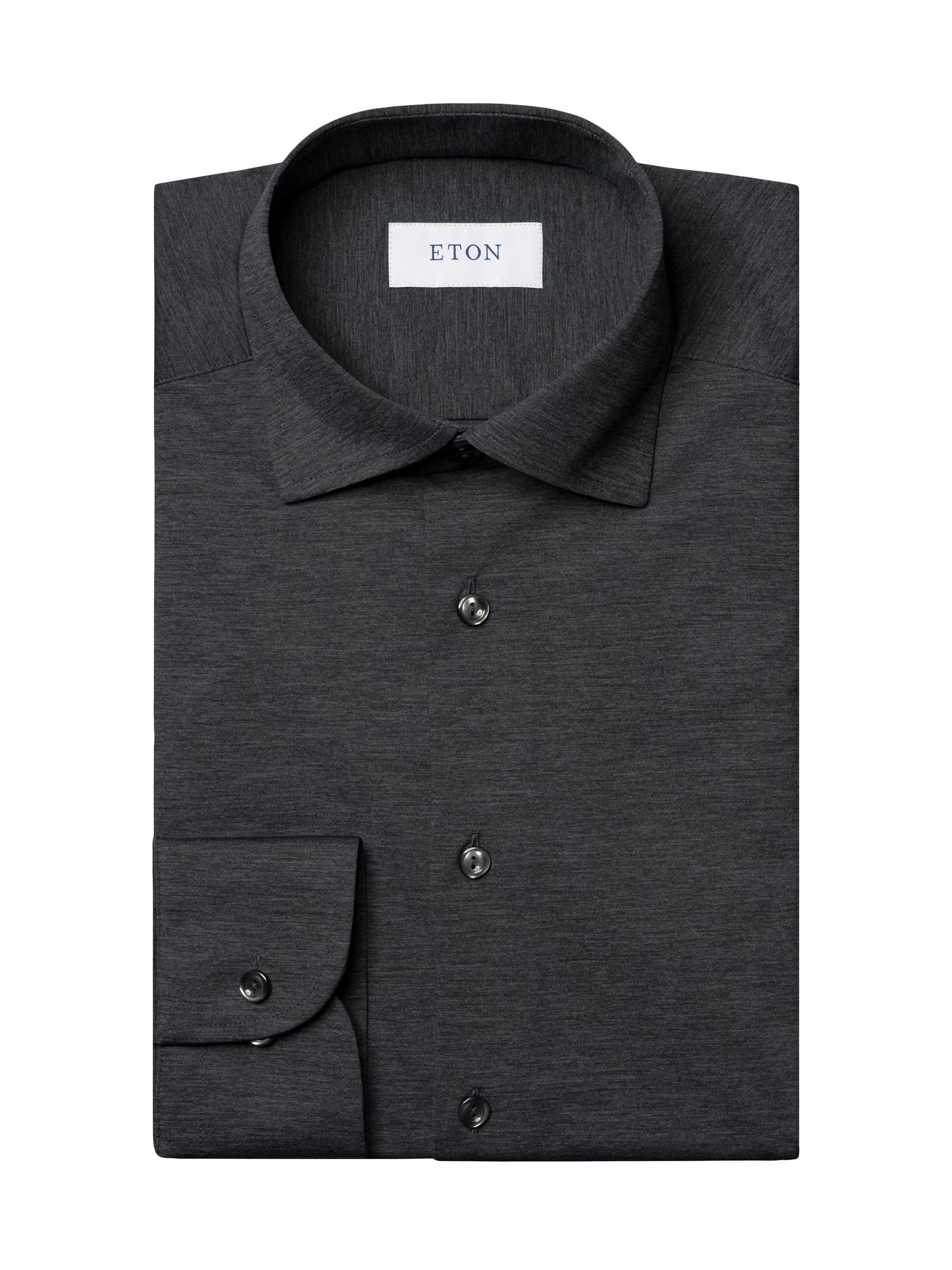 Eton Men's Slim-Fit Stretch-Knit Button-Up Shirt - Grey