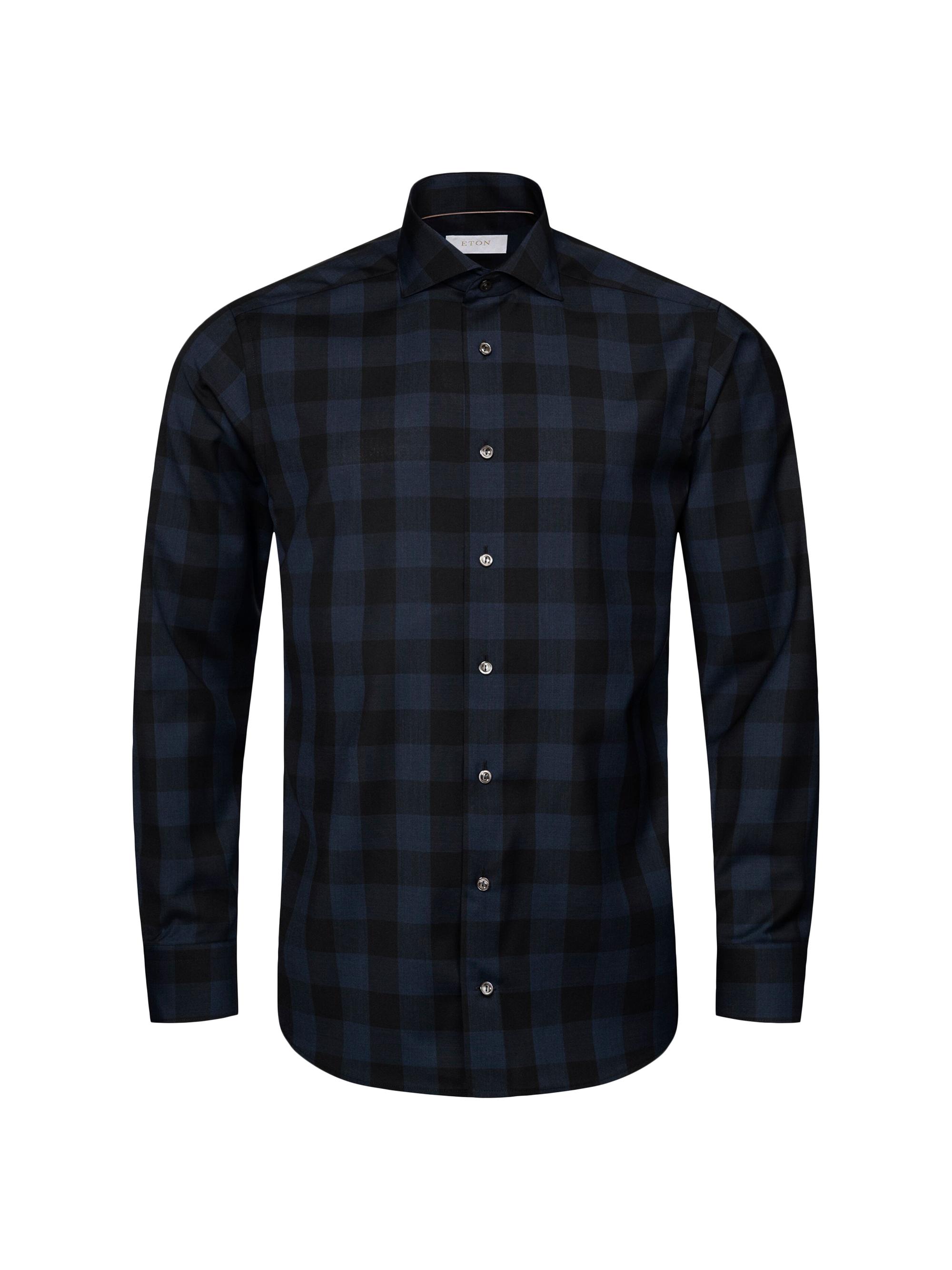 Eton Men's Checked Wool Shirt - Blue