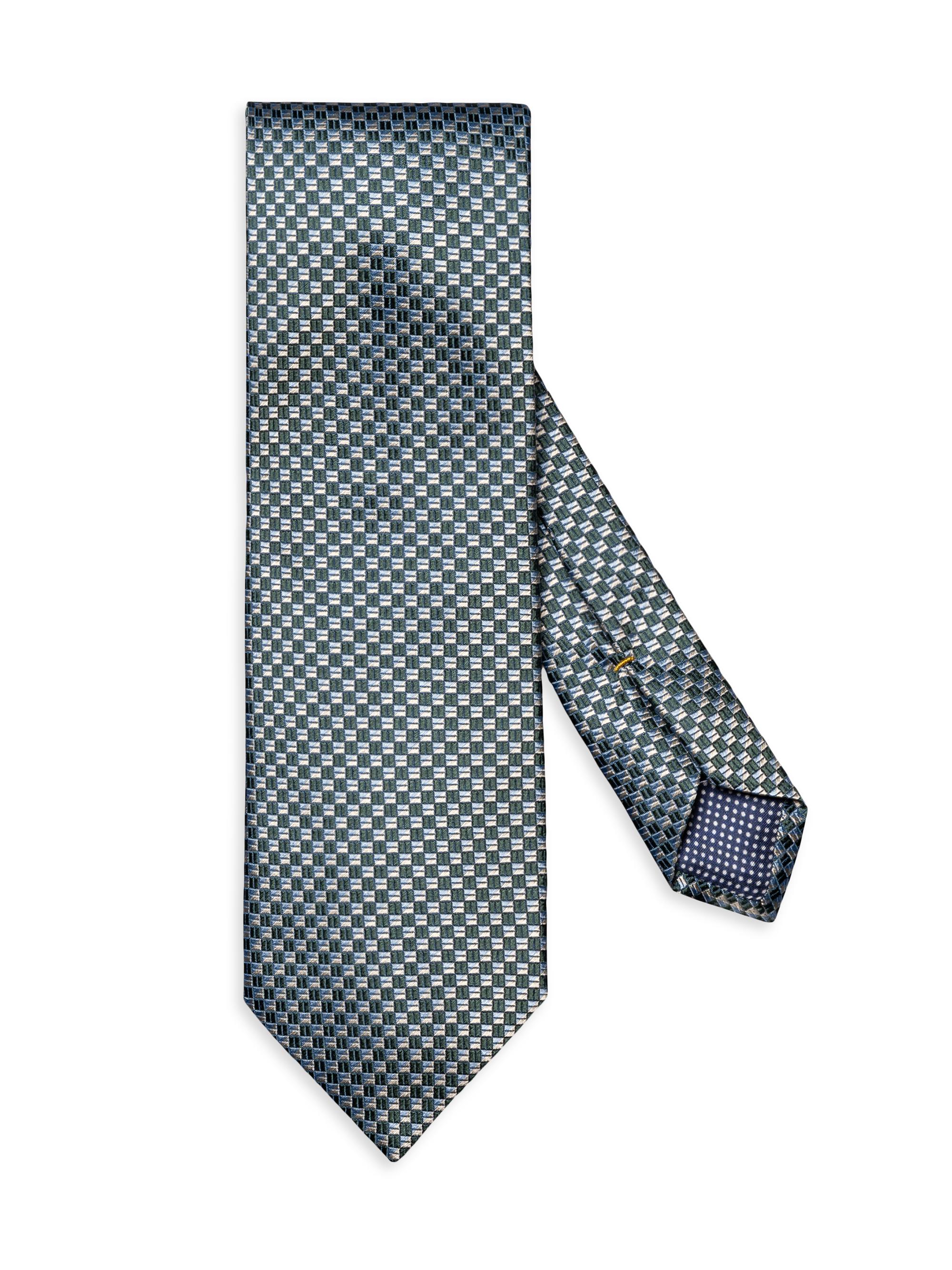 Eton Men's Micro Square Silk Tie - Blue