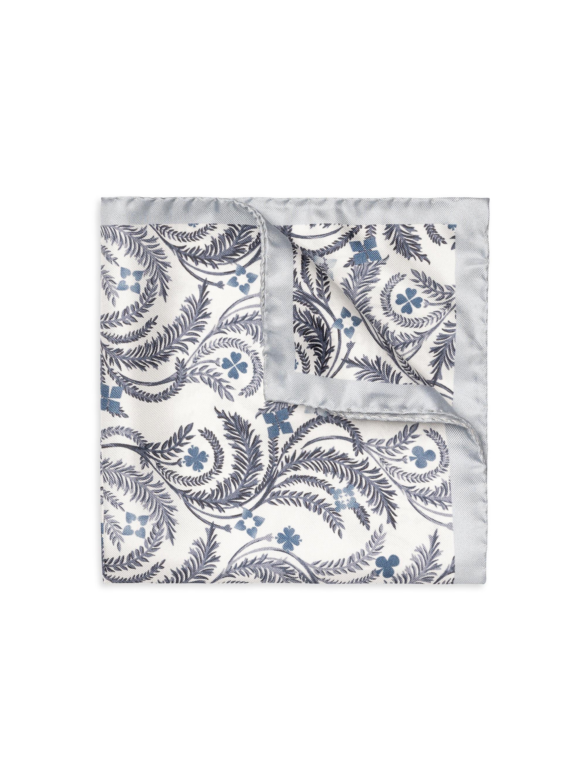 Eton Men's Floral Silk Pocket Square - Blue
