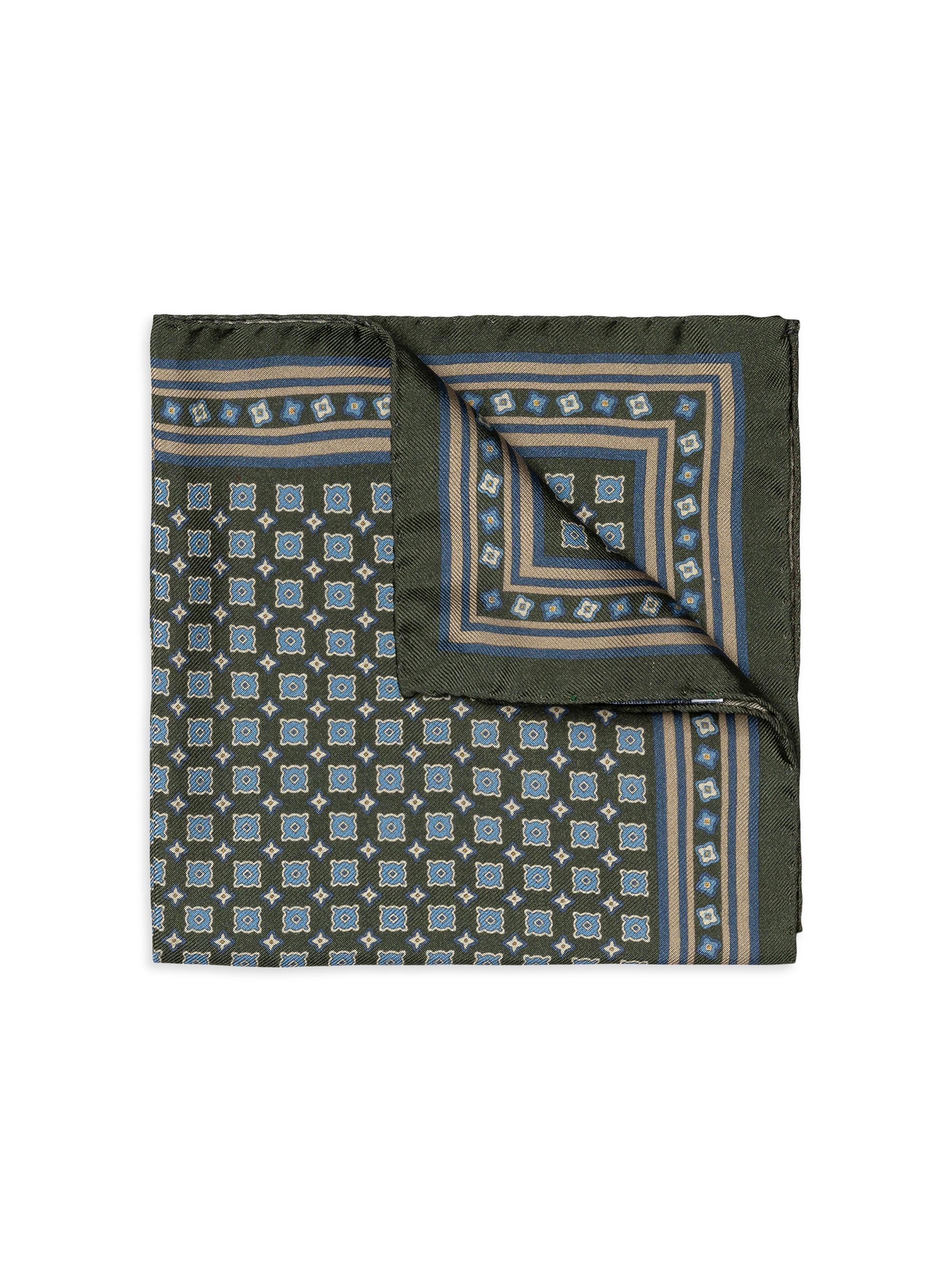 Eton Men's Floral Silk Pocket Square - Green