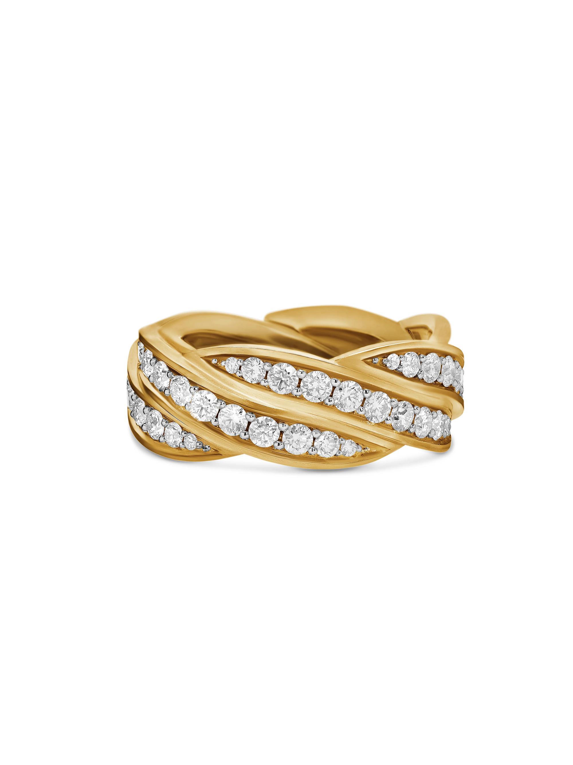 David Yurman Men's DY Helios Band Ring in 18K Yellow Gold - Diamond