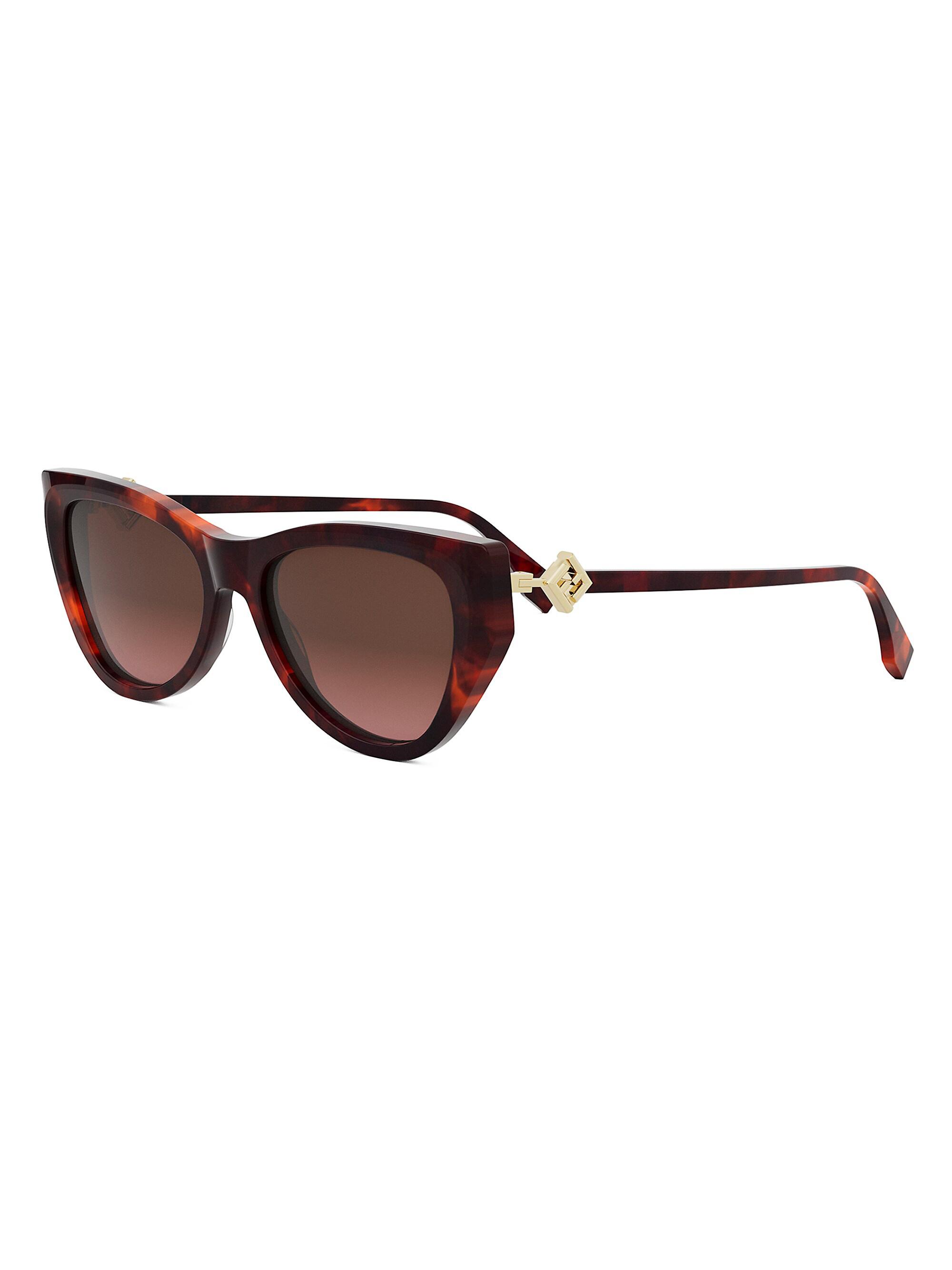 Fendi Women's FF Diamond 54MM Cat-Eye Sunglasses - Gradient Violet Red Havana