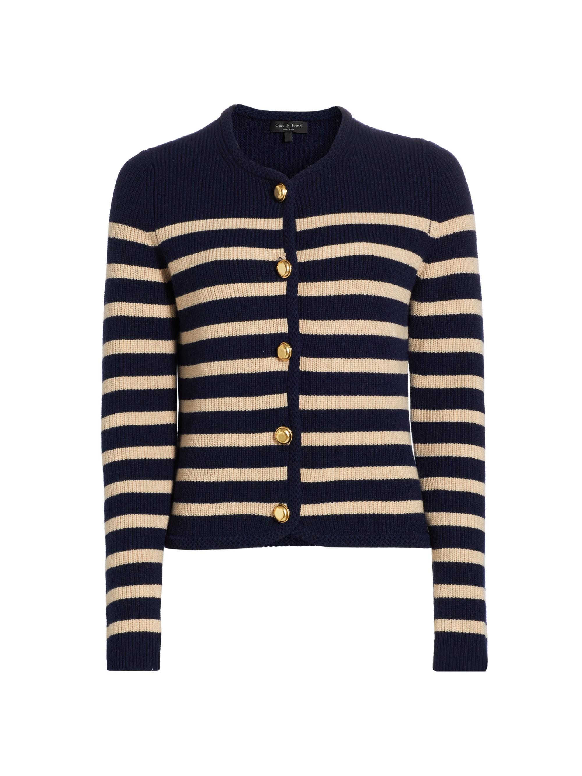rag & bone Women's Nancy Striped Cardigan - Navy
