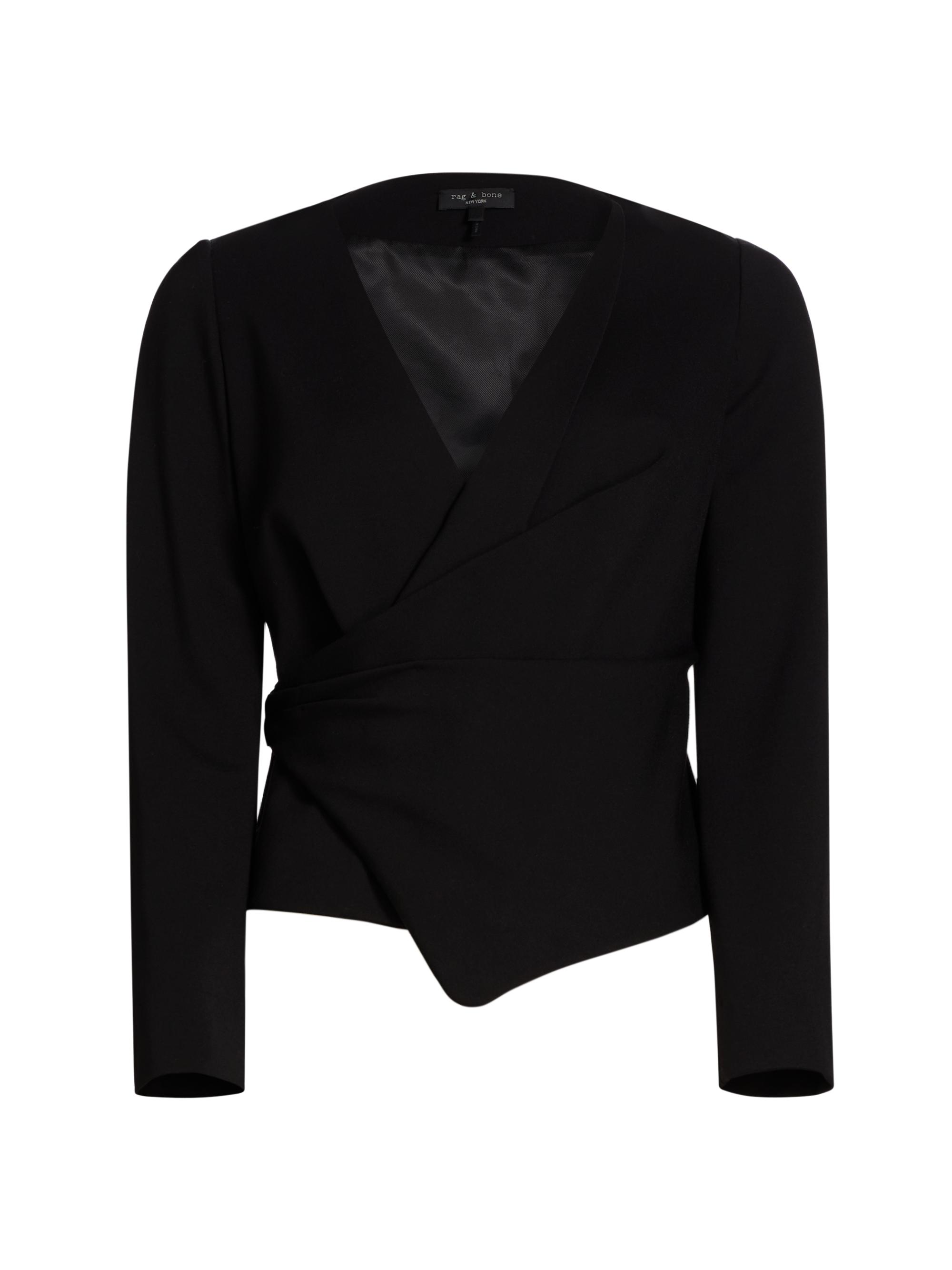 rag & bone Women's Irina Long-Sleeve Wrap Top - Black