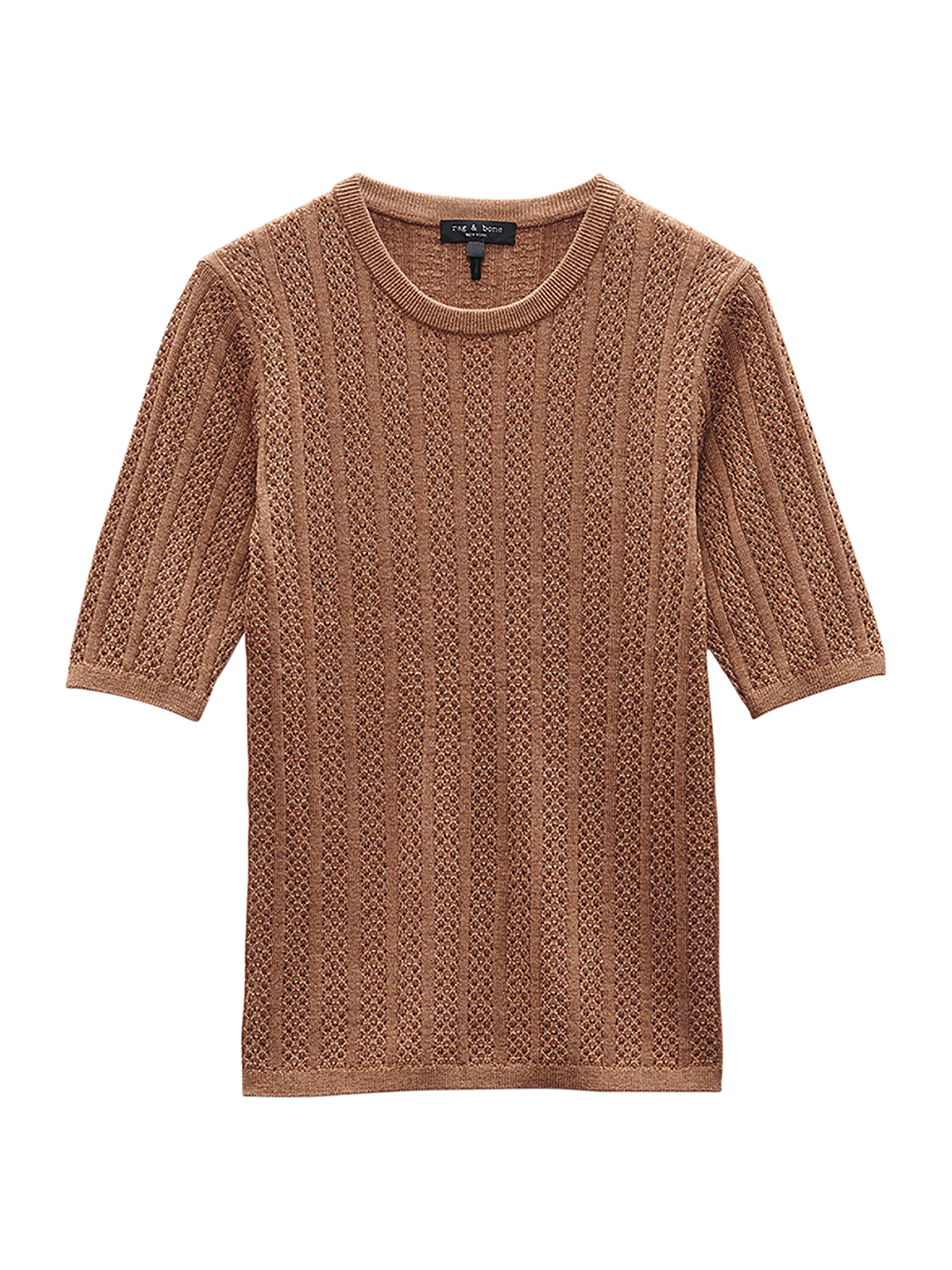 rag & bone Women's Tina Wool Short-Sleeve Sweater - Camel