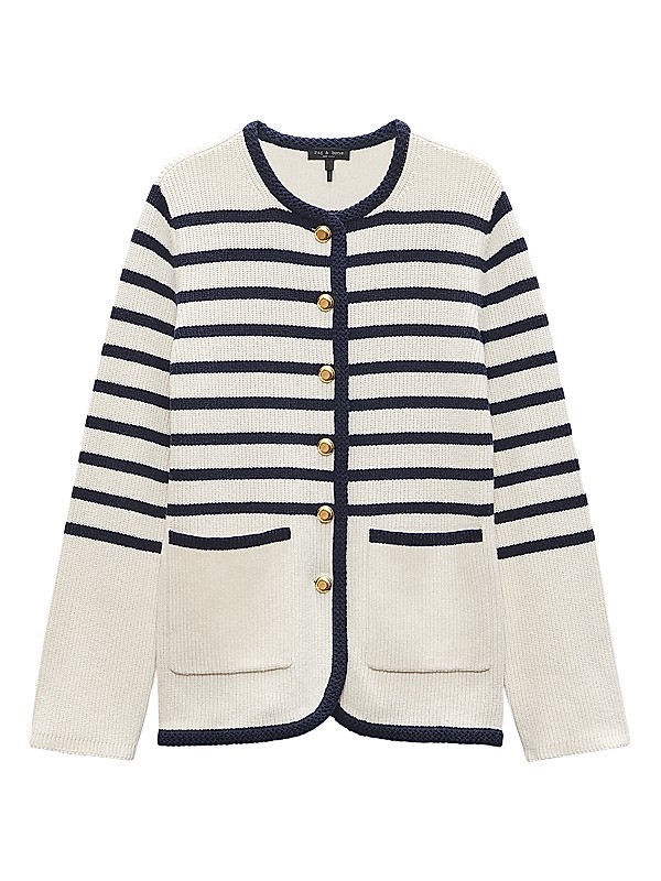 Shop rag & bone Nancy Striped Longline Cardigan | Saks Fifth Shop rag & bone Nancy Striped Longline Cardigan | Saks Fifth