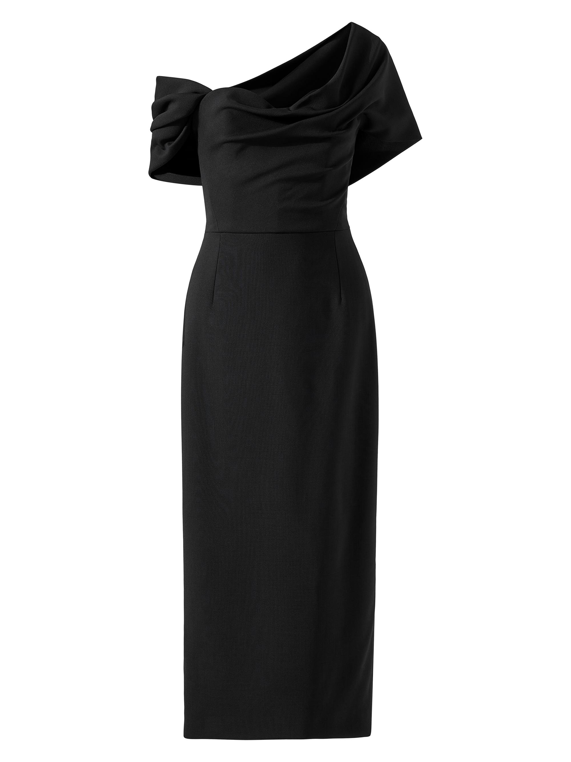 Carolina Herrera Women's Stretch Virgin-Wool One-Shoulder Midi-Dress - Black