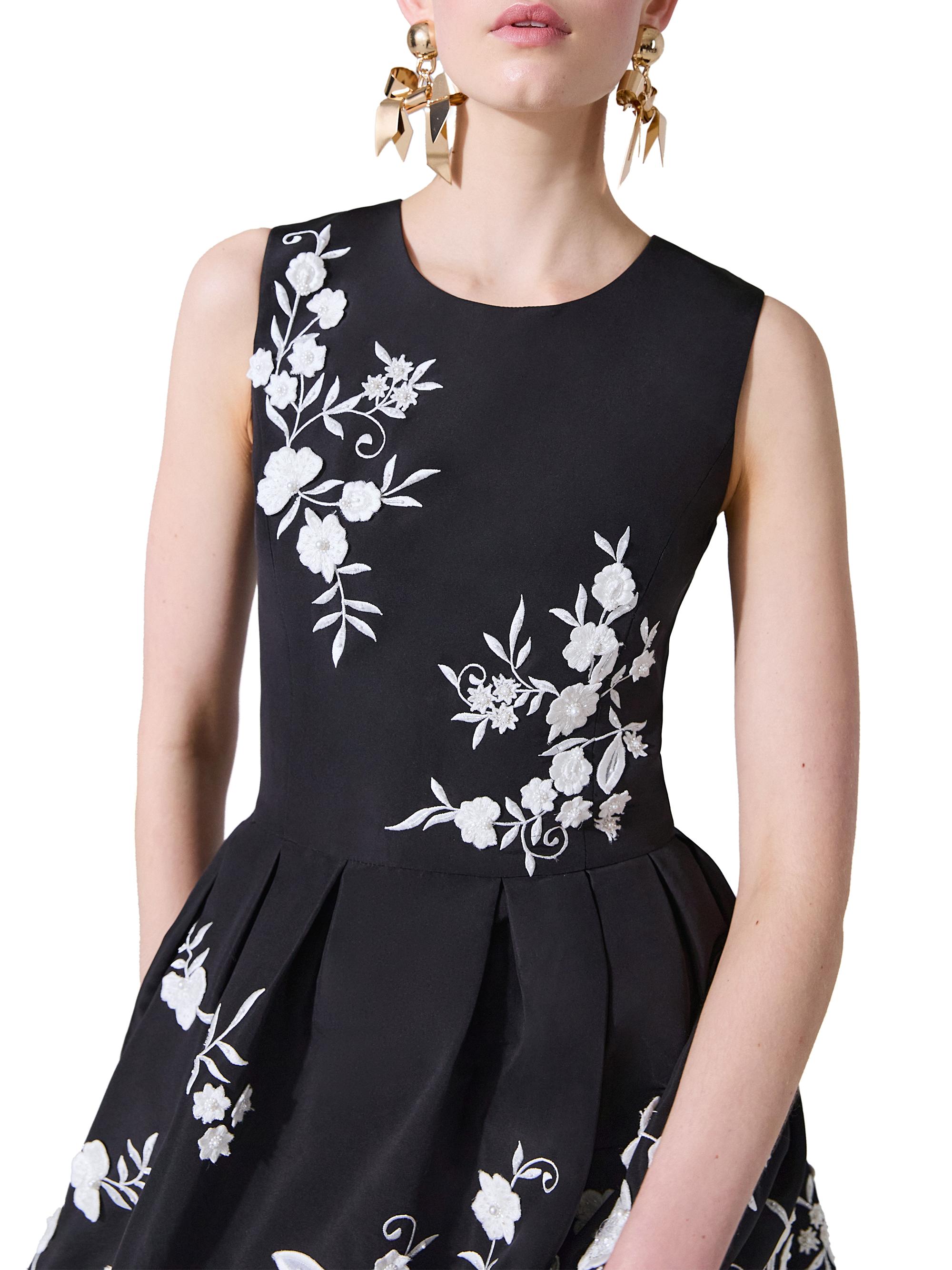 Carolina Herrera Silk Embroidered Fit & Flare Midi-Dress | Saks