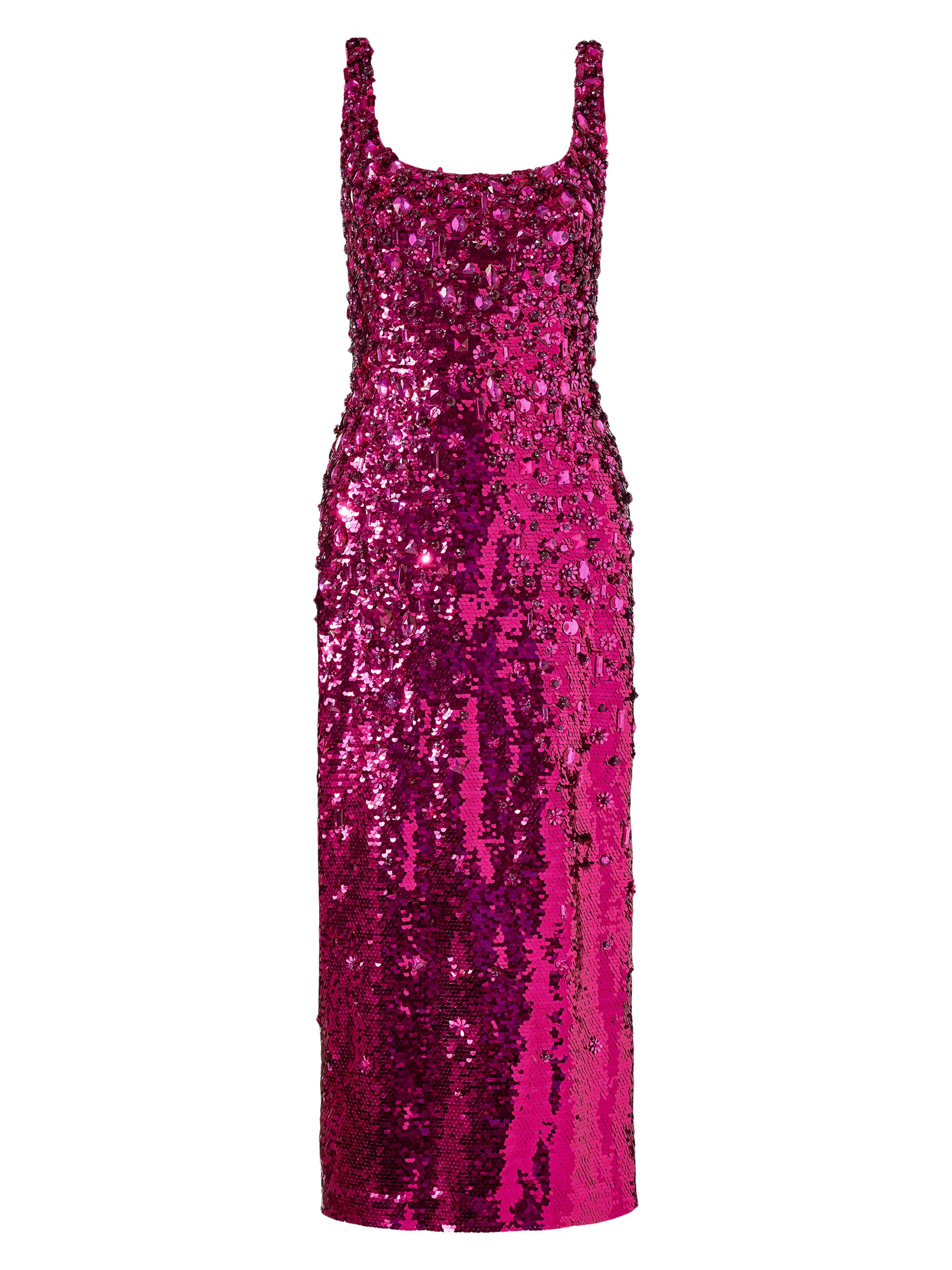 Carolina Herrera Women's Sequined Scoopneck Midi-Dress - Berry