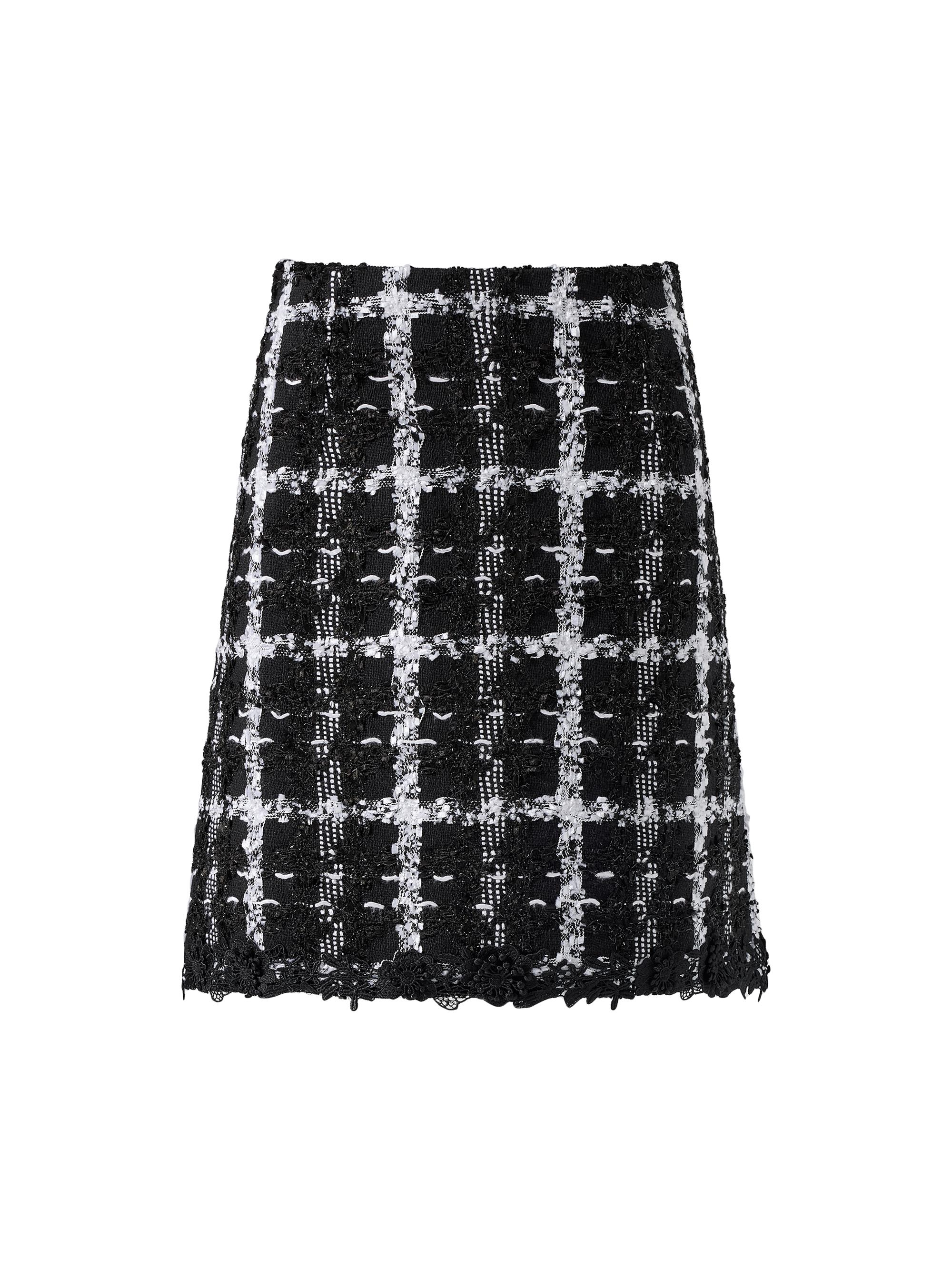 Carolina Herrera Women's Tweed A-Line Miniskirt - Black White