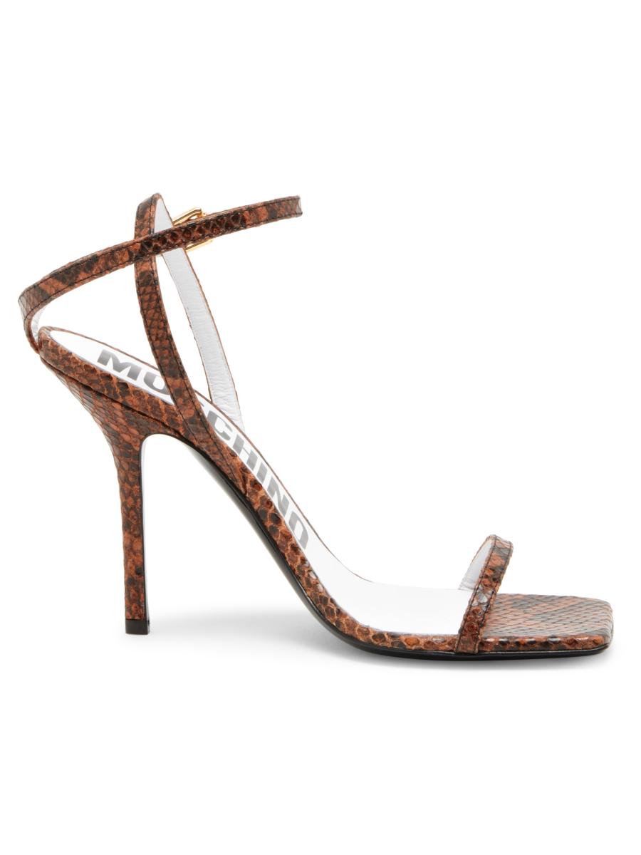 Moschino Tina 100MM Snake Leather Sandals | Saks Fifth Avenue