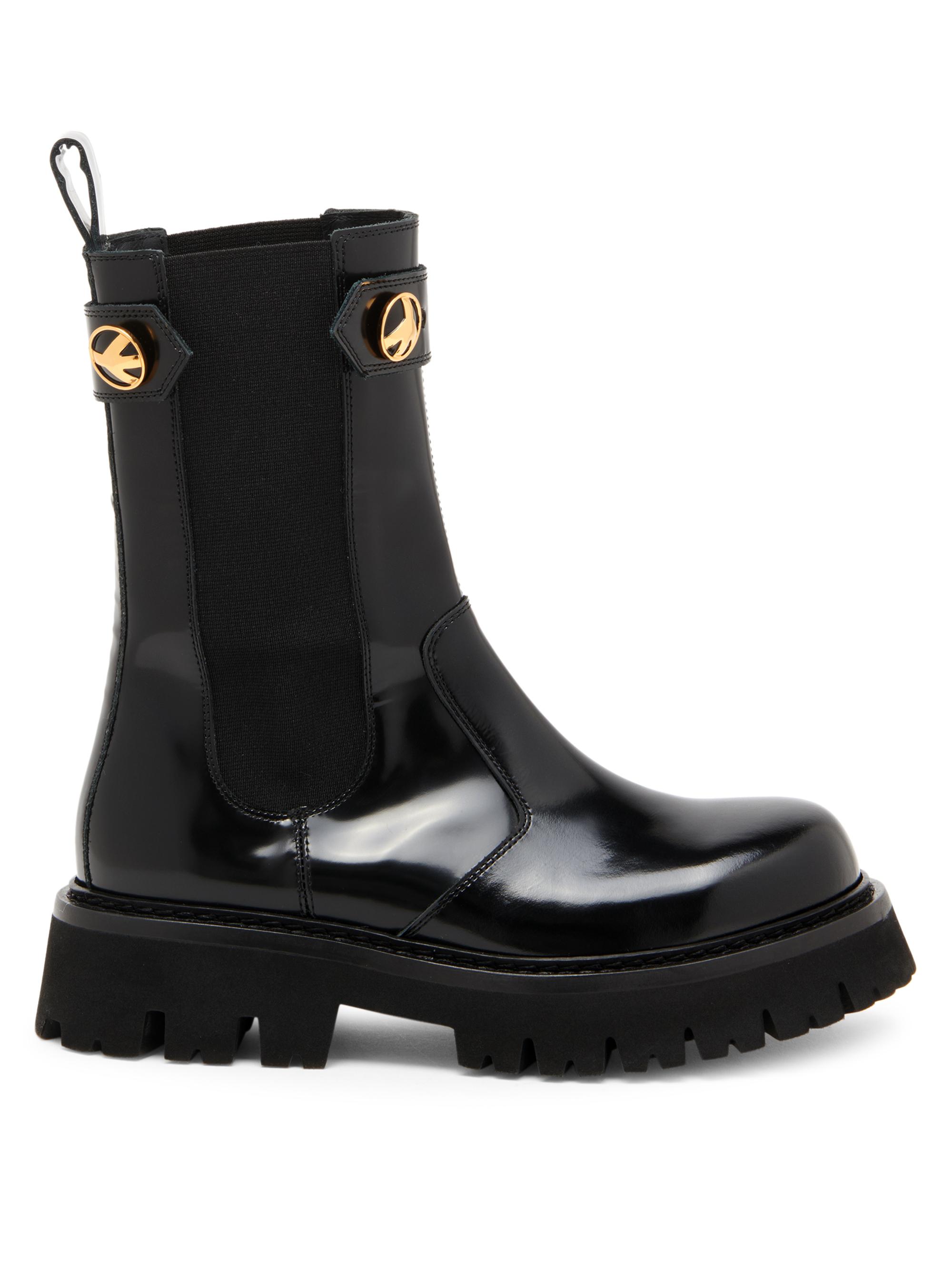 Moschino Women's Peace Button 40MM Leather Boots - Black