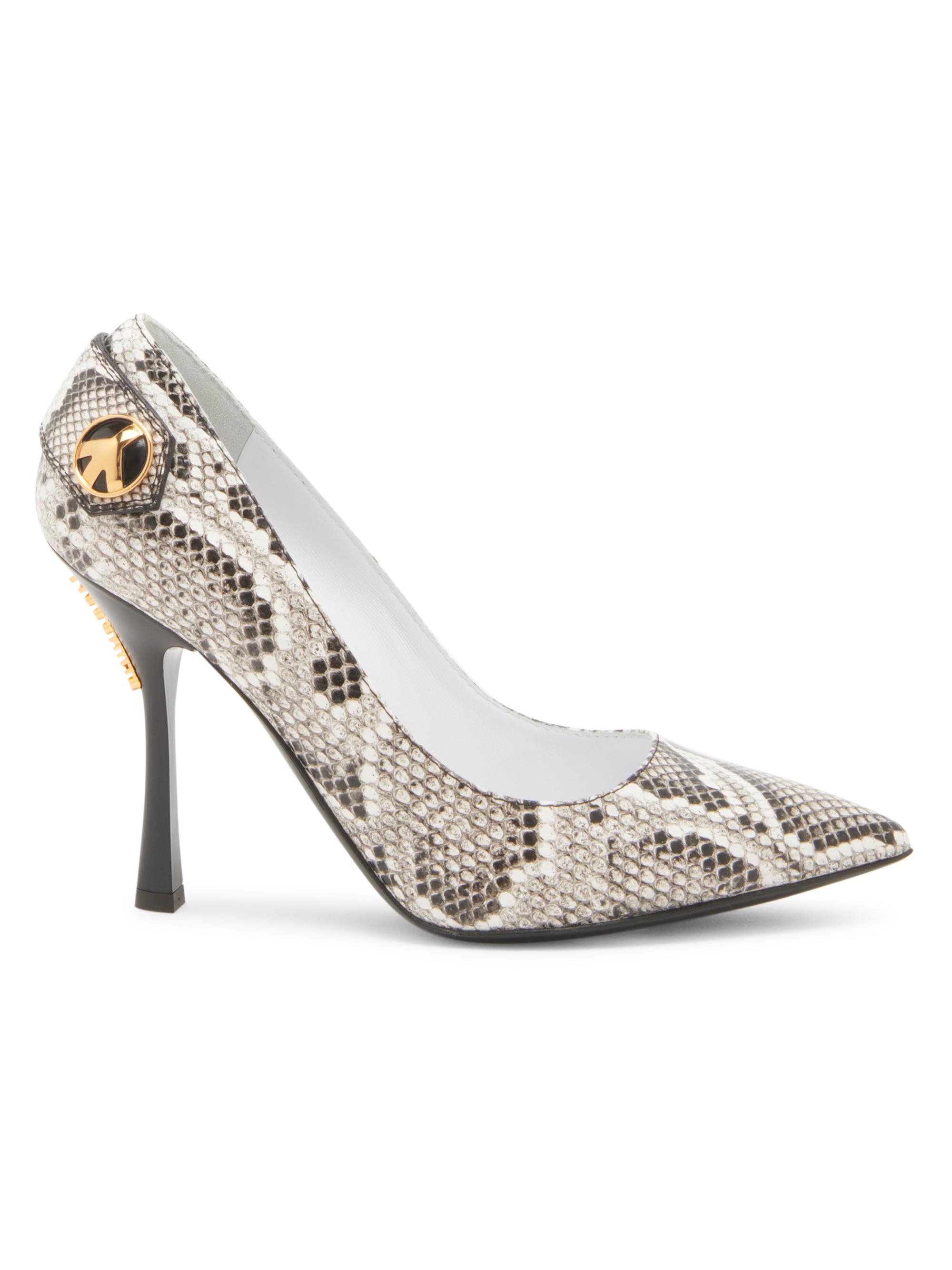 Moschino Women's Peace Button 0MM Leather Pumps - Grey