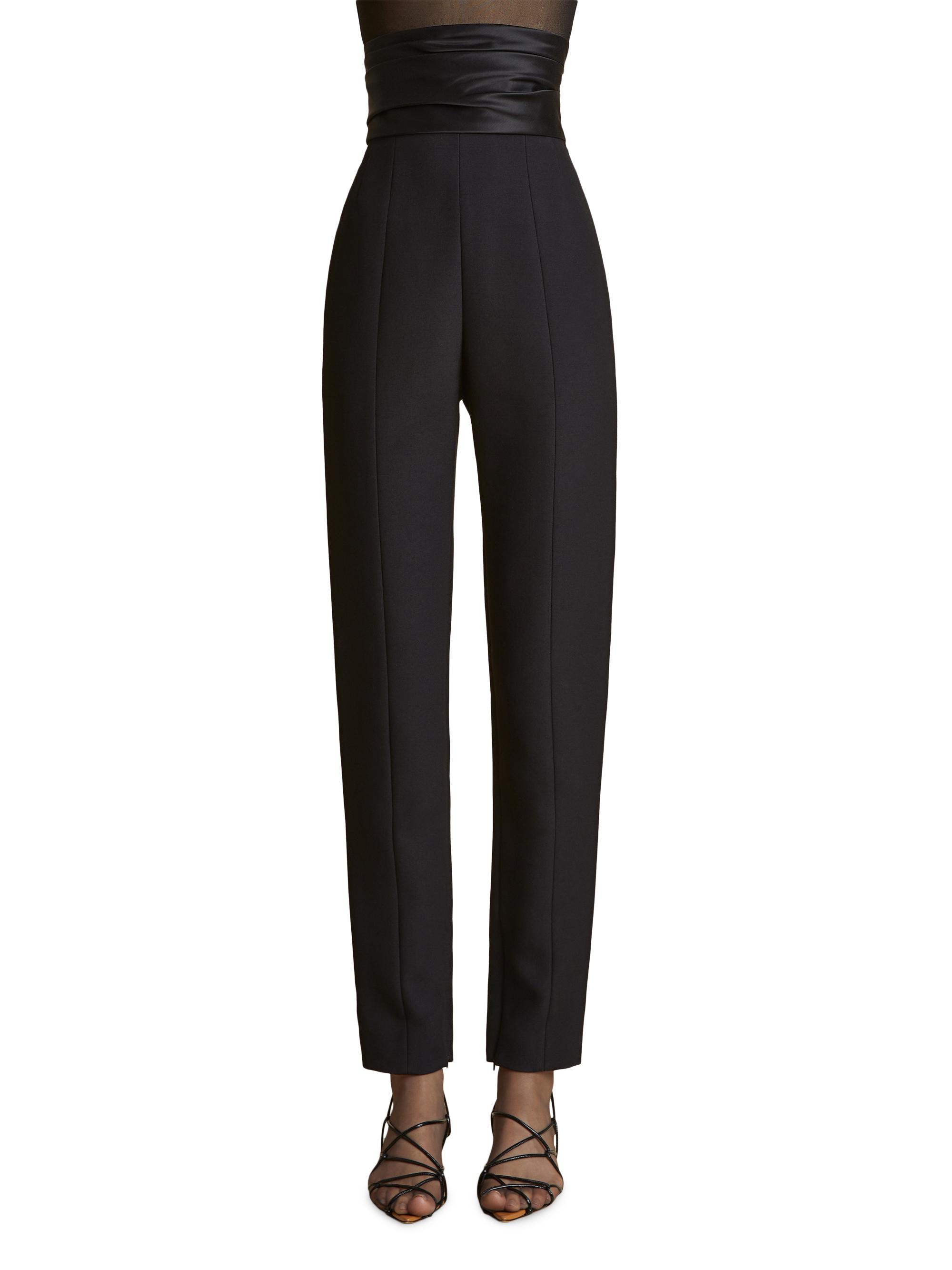Khaite Lenro Ruched High-Waist Straight-Leg Pants | Saks