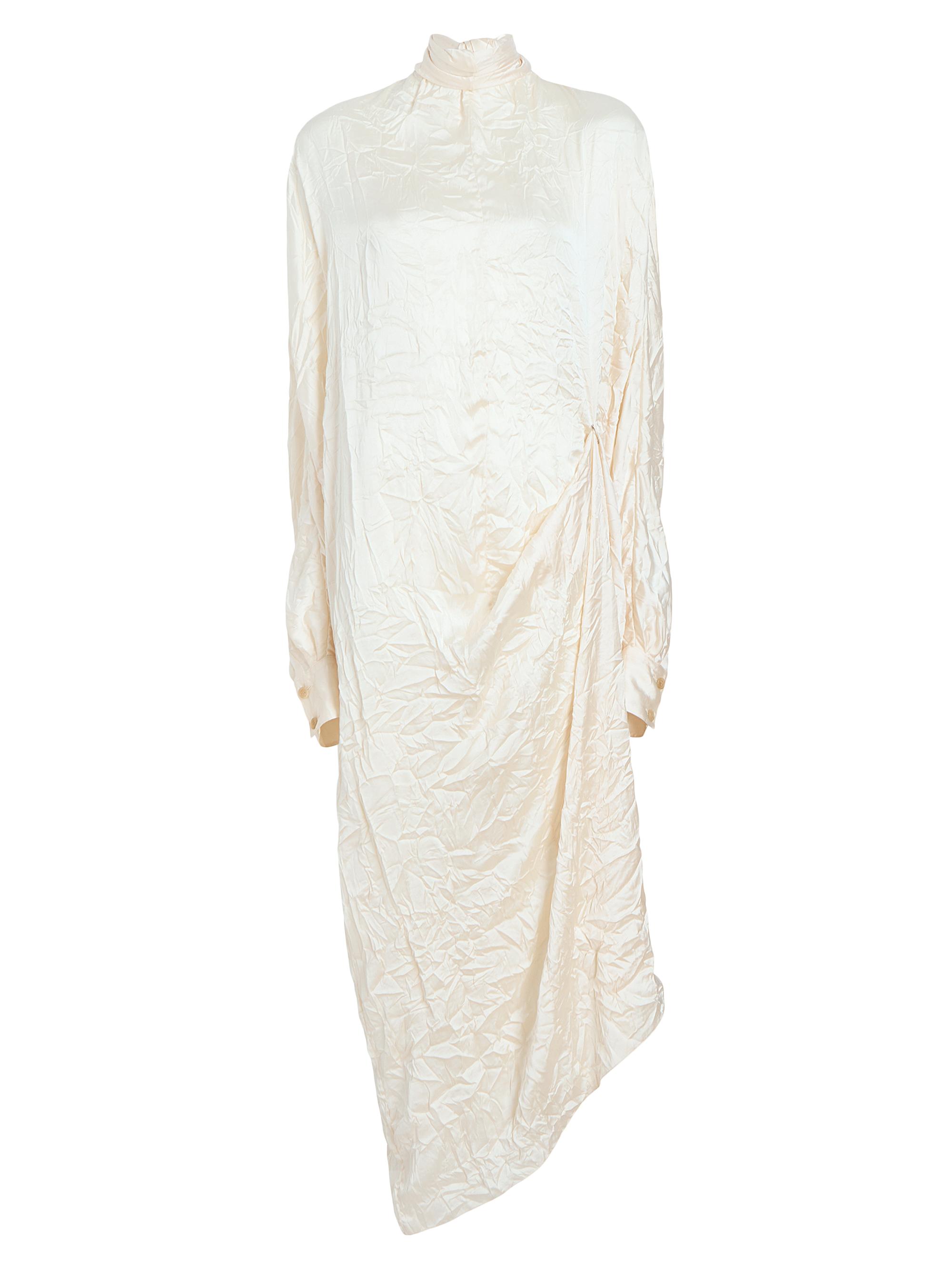 Khaite Women's Bexley Crinkled Tieneck Maxi Dress - Cream