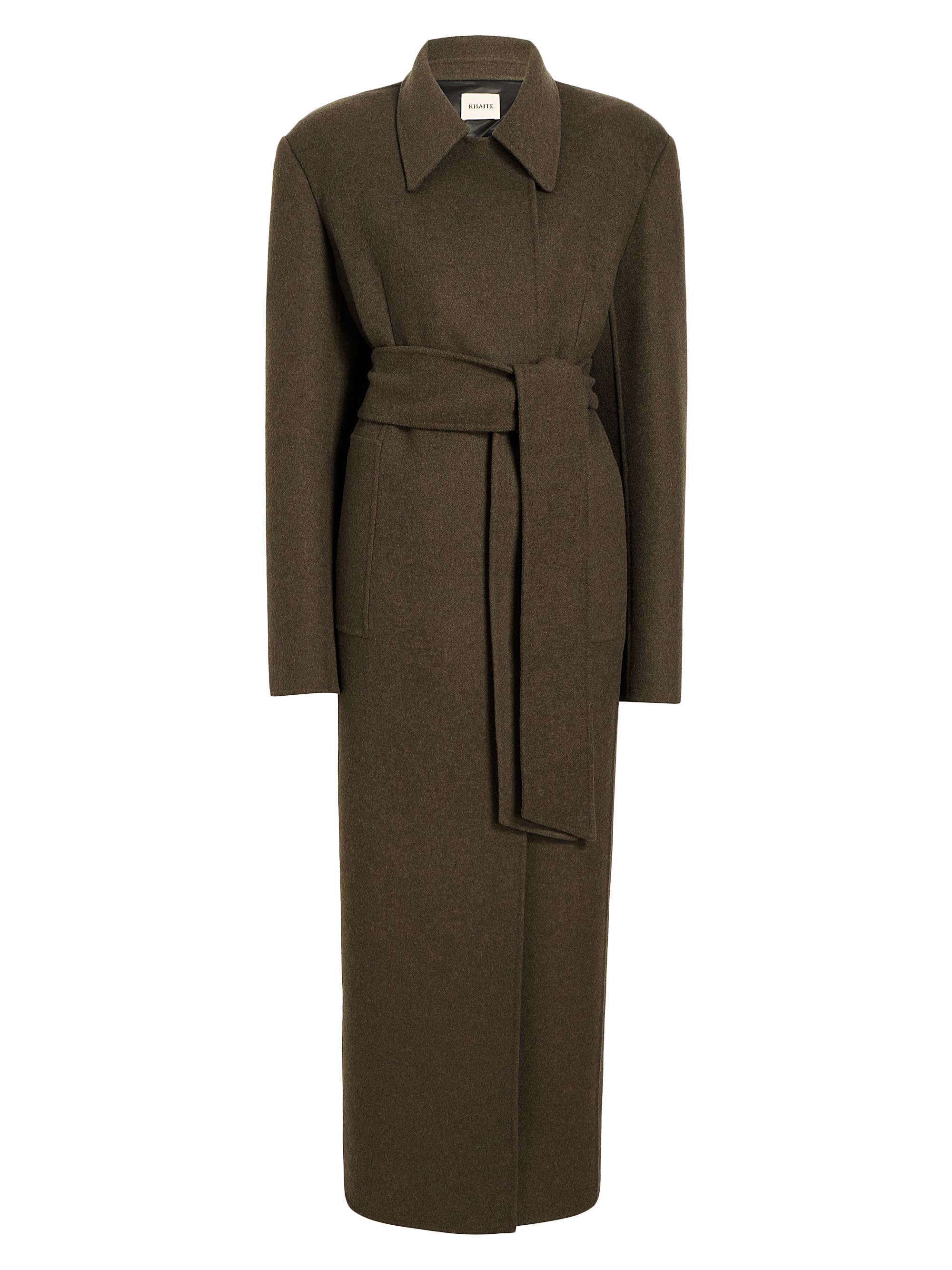 Khaite Women's Lea Wool Belted Coat - Armymelange