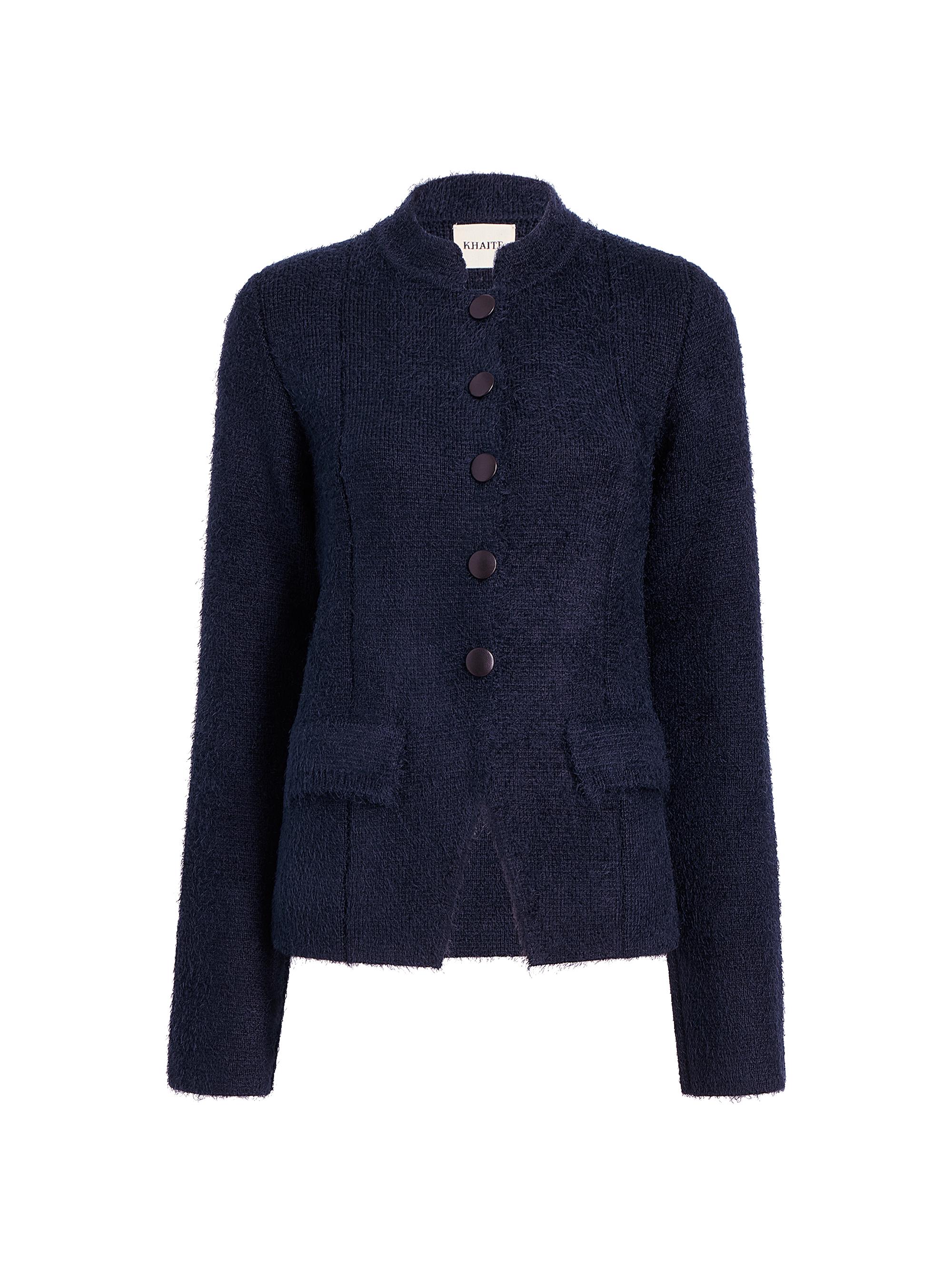 Khaite Women's Aeson Knit Button-Front Jacket - Navy