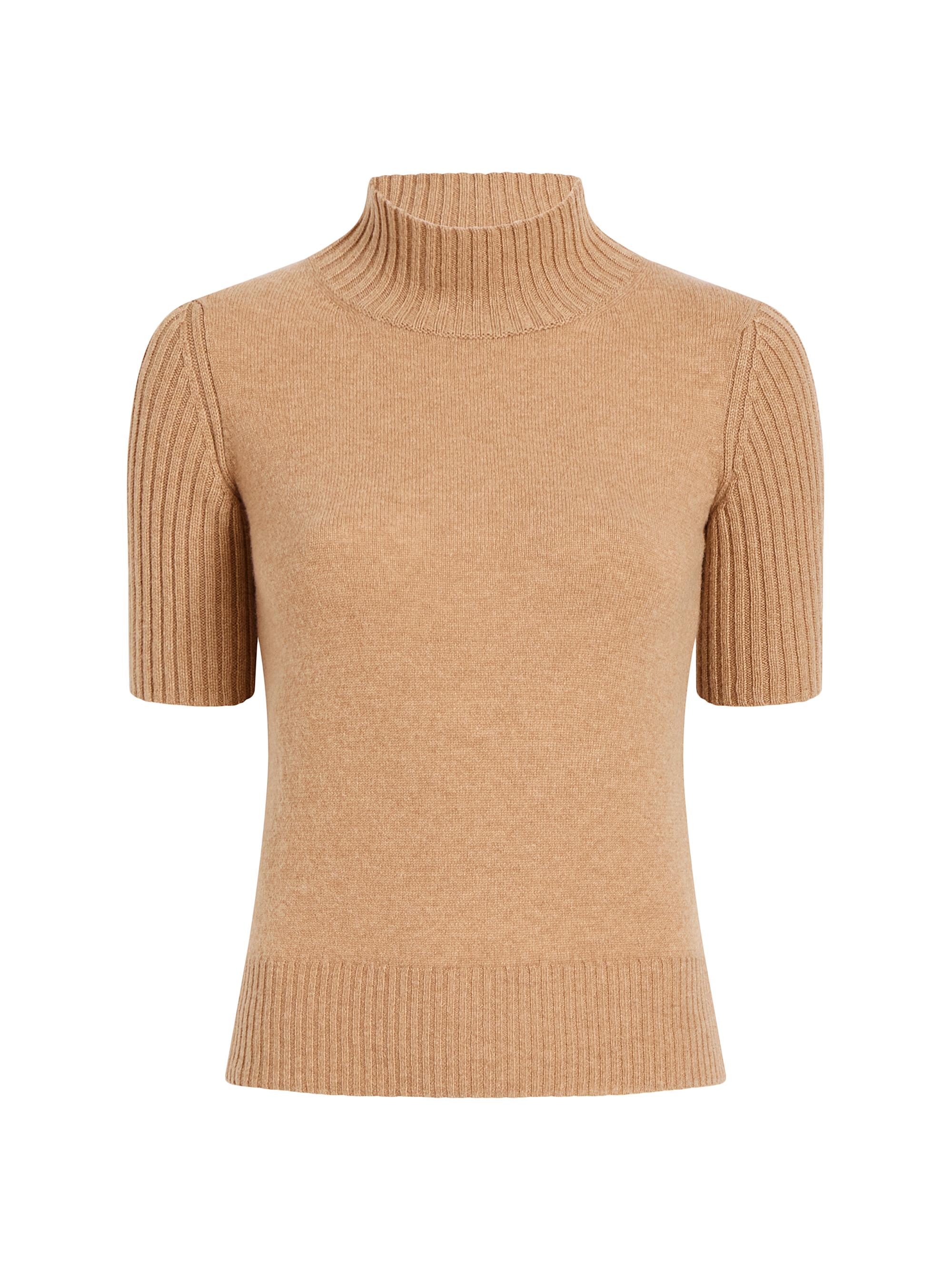 Khaite Women's Cecil Cashmere Short-Sleeve Sweater - Camel