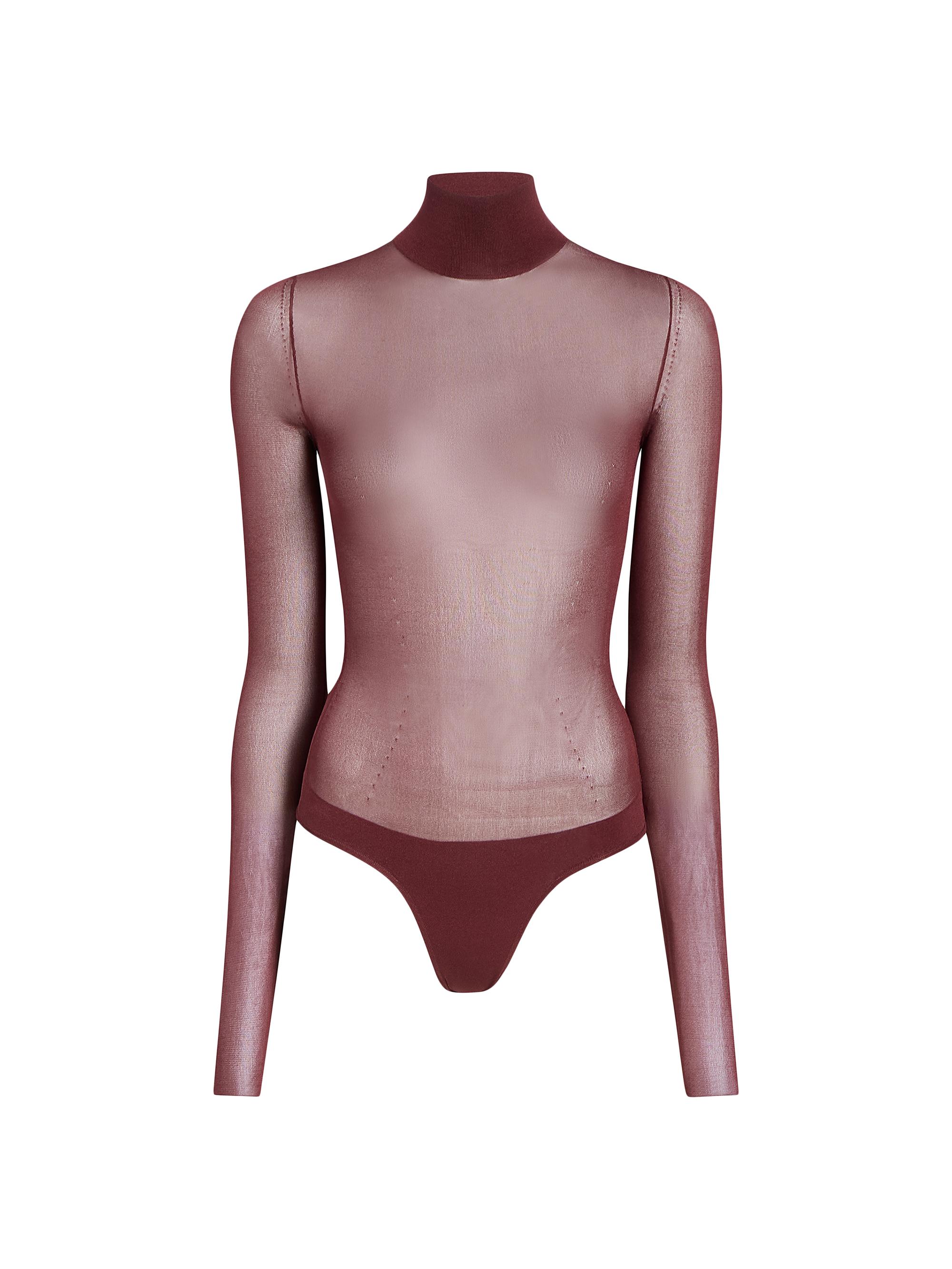 Khaite Women's Tallin Sheer Turtleneck Bodysuit - Oxblood