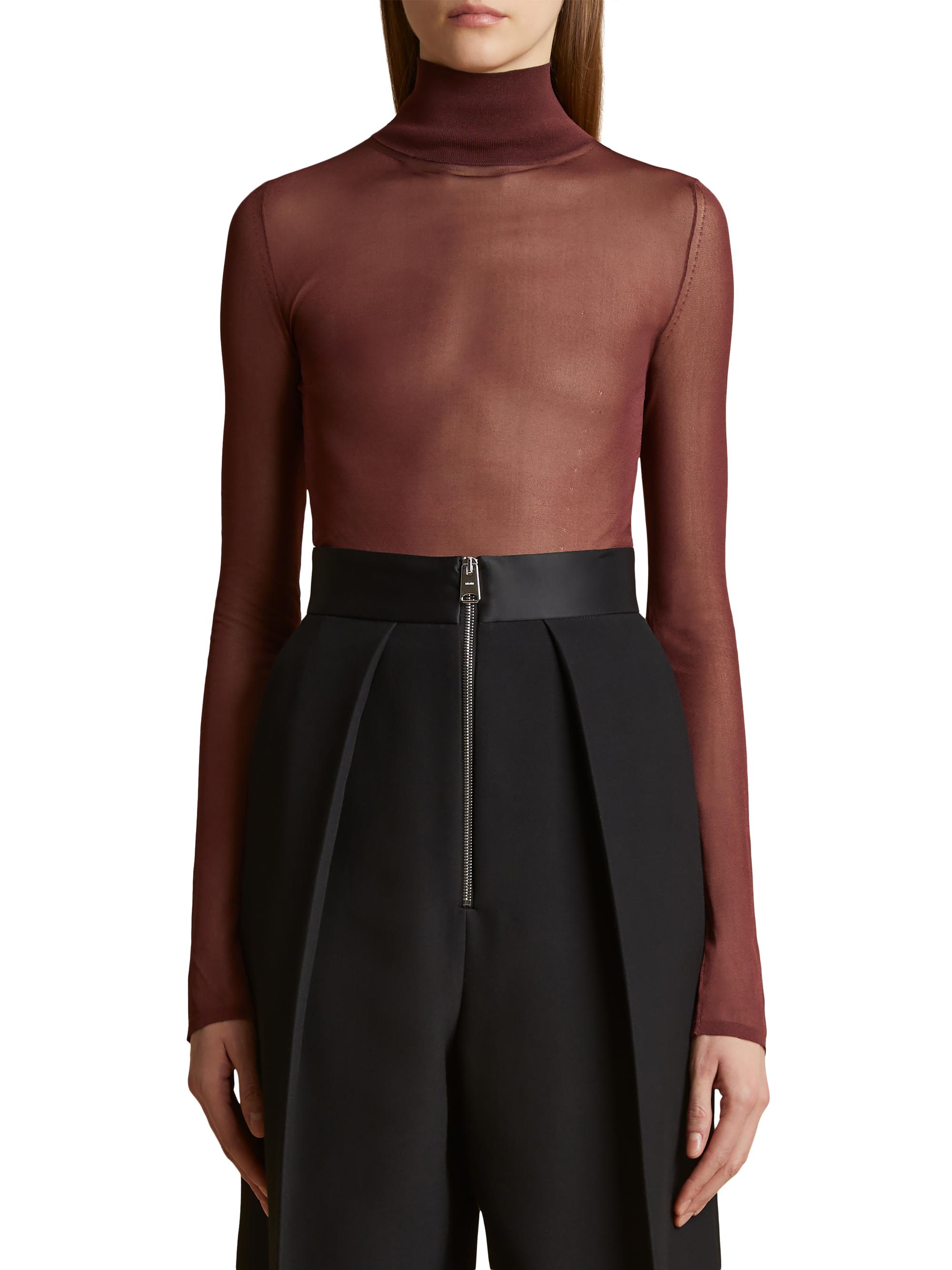 K*U様 大人気　KAYLE / MILANO RIB SHEER TOP Khaite Tallin Sheer Turtleneck Bodysuit | Saks Fifth Avenue