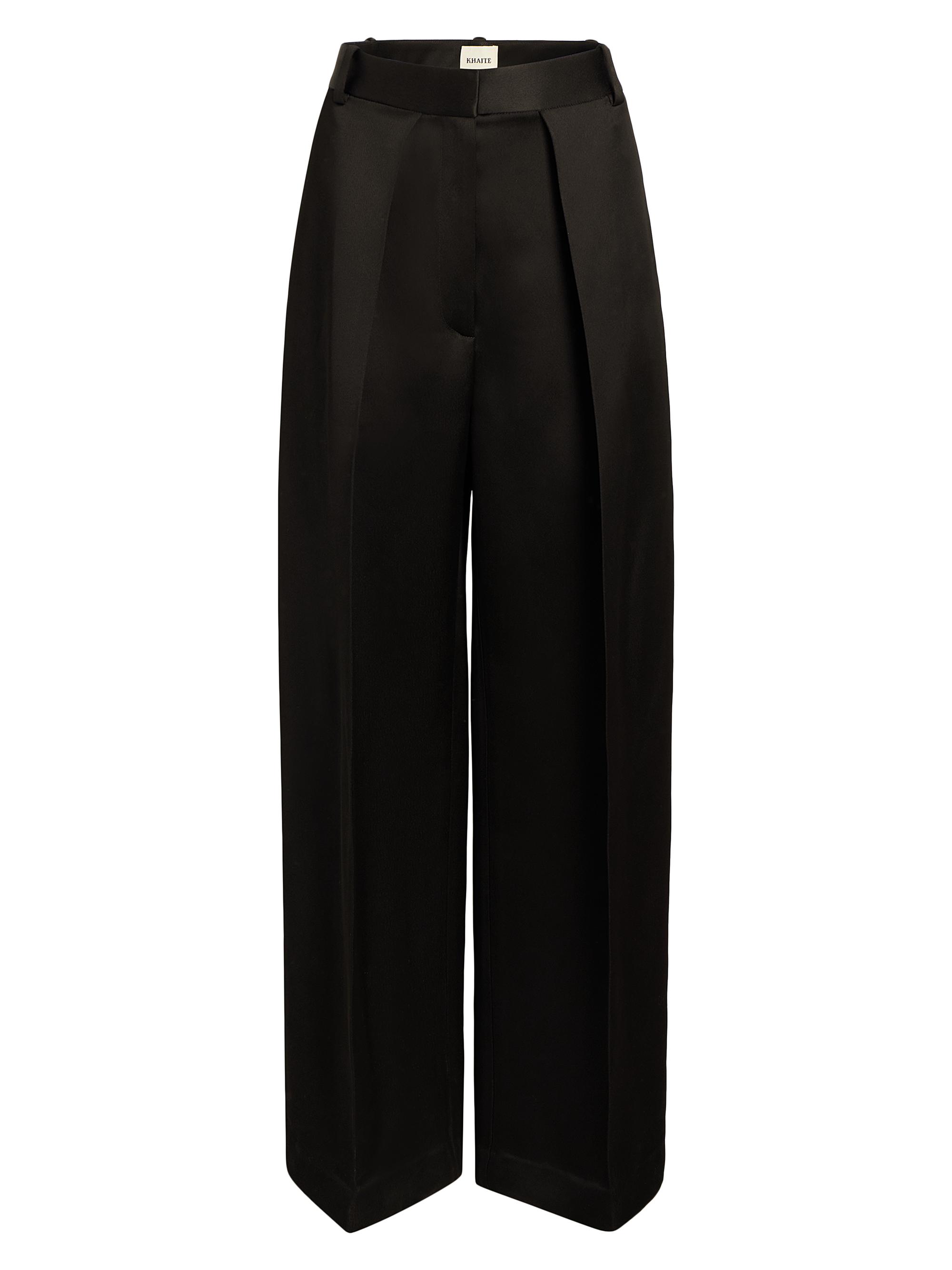 Khaite Women's Marinta Pleated Straight-Leg Pants - Black