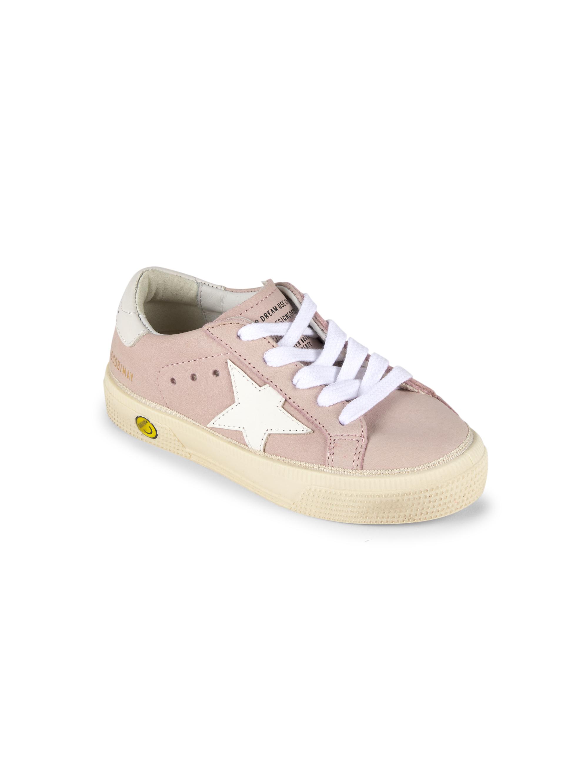 Golden Goose Little Girl's May School Star Suede Platform Sneakers - Light Pink White 5.5 (Child) | Thumbnail 4