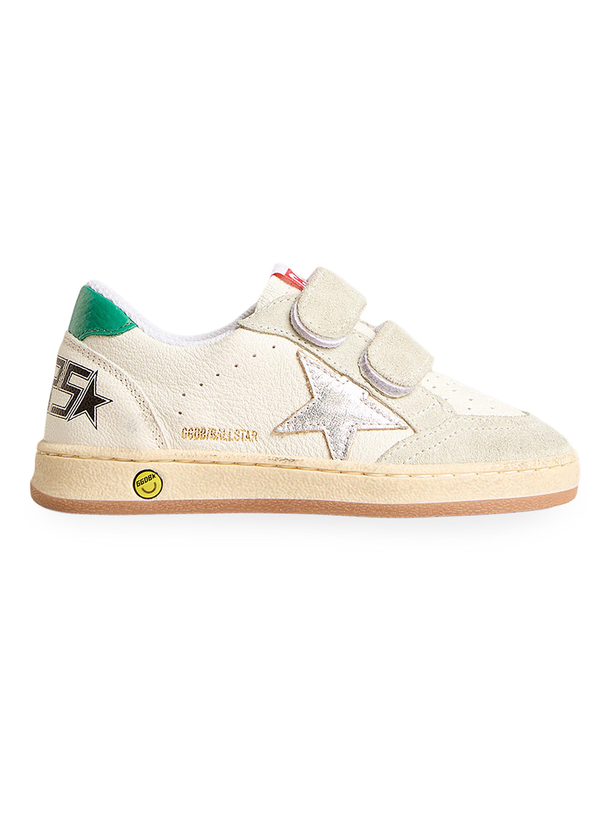 Golden Goose Little Boy's & Boy's Ballstar Leather Laminated Star Sneakers - White Silver Green 2 (Child)