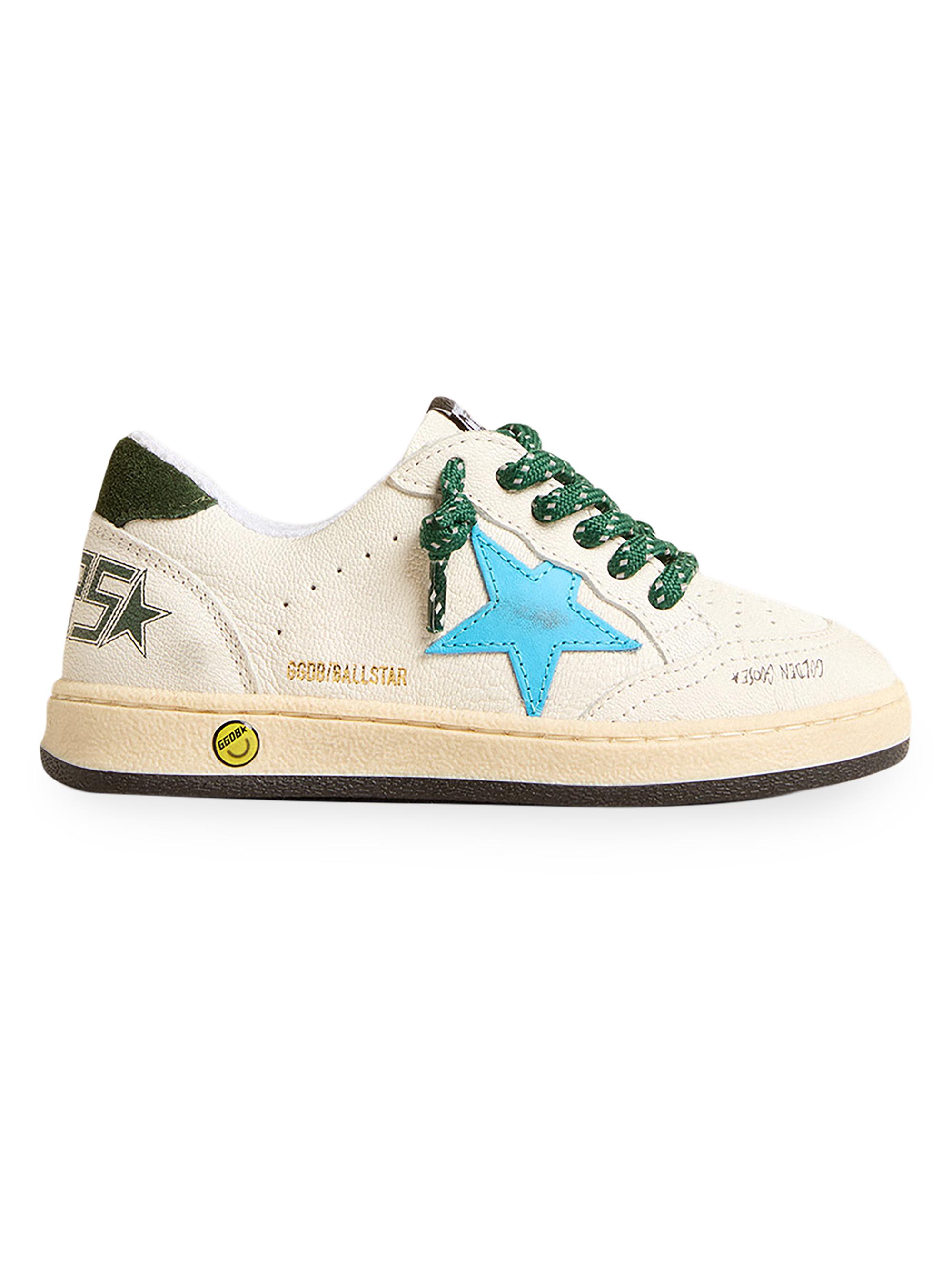 Golden Goose Baby Boy's, Little Boy's & Boy's Ballstar Leather Star Low-Top Sneakers - White Blue Green 10 (Toddler)