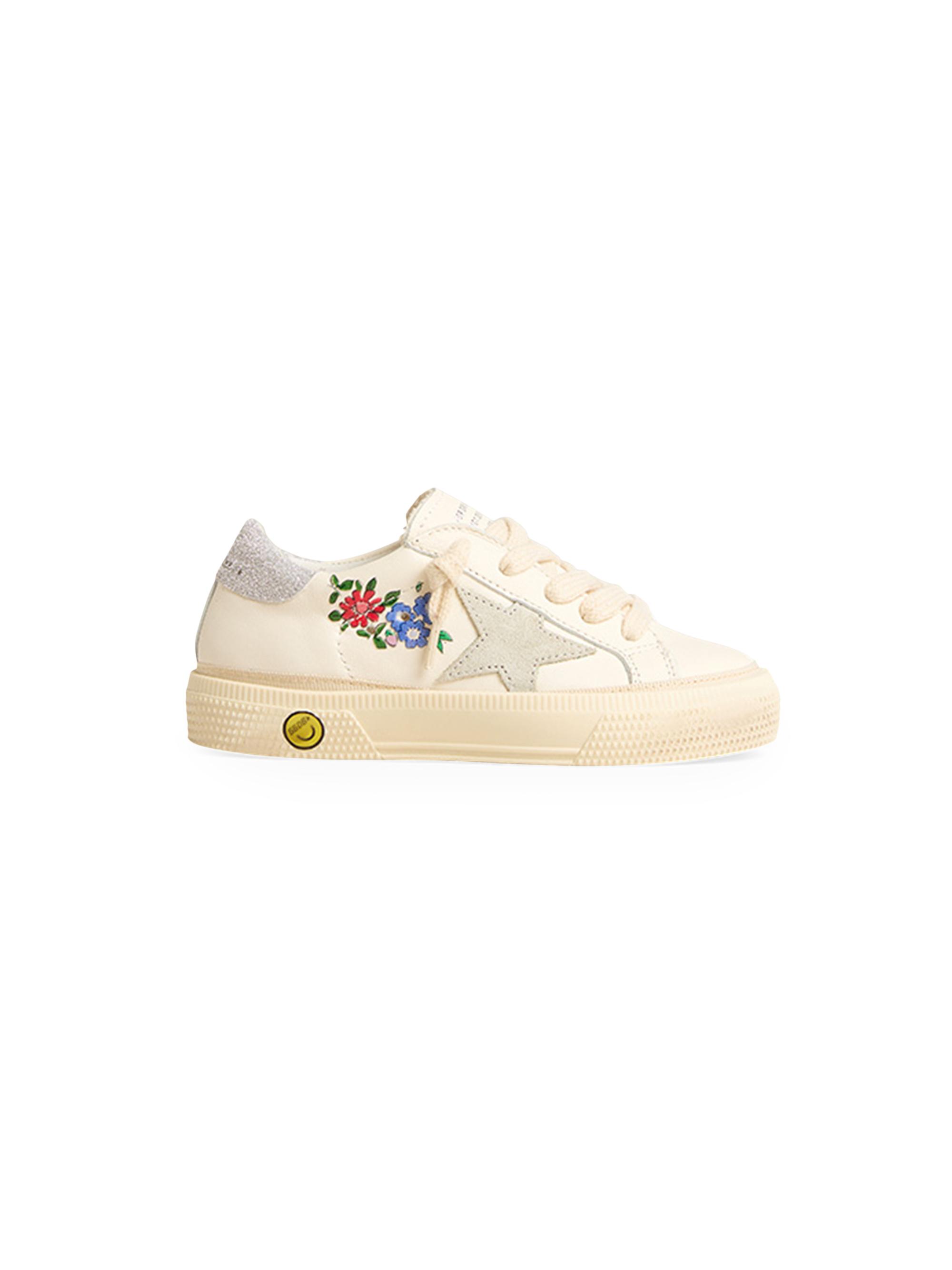 Golden Goose Baby Girl's, Little Girl's & Girl's May School Suede Star Glitter Sneakers - White Ice Silver 1.5 (Child) | Thumbnail 5