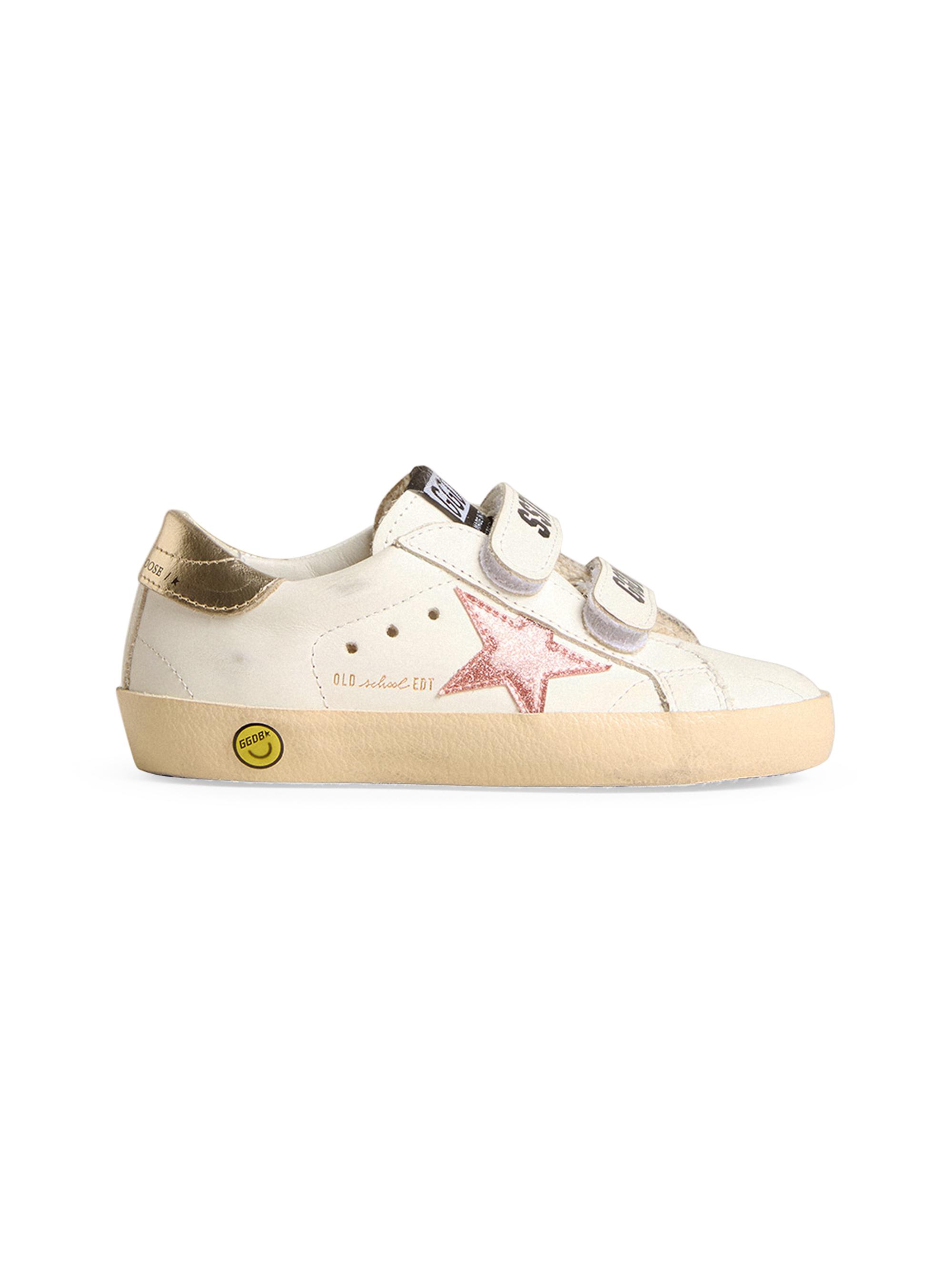 Golden Goose Baby Girl's, Little Girl's & Girl's Old School Leather Glitter Star Sneakers - White Peach Platinum 5.5 (Child)
