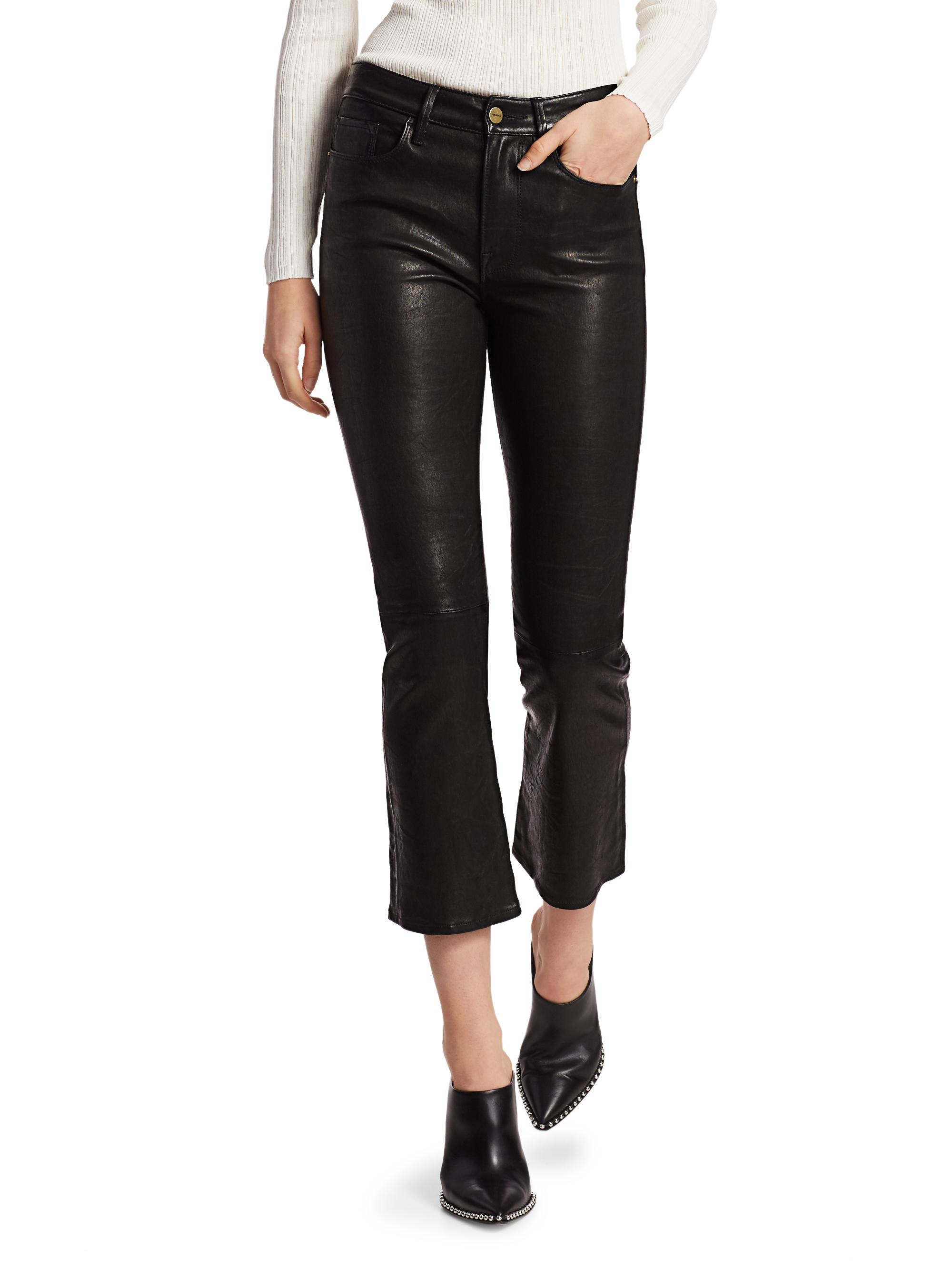 FRAME Le Crop Mini Boot Leather Pants | Saks Fifth Avenue